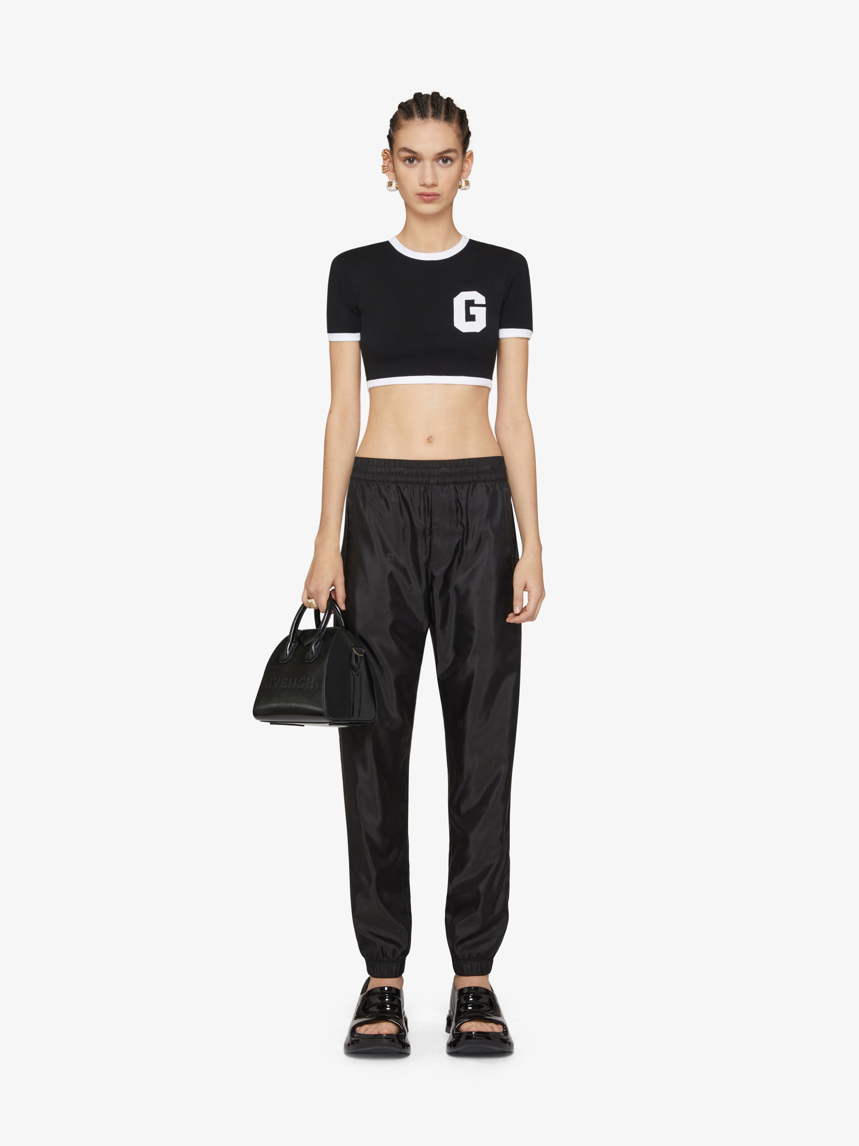 GIVENCHY Cropped embroidered cotton-jersey hoodie