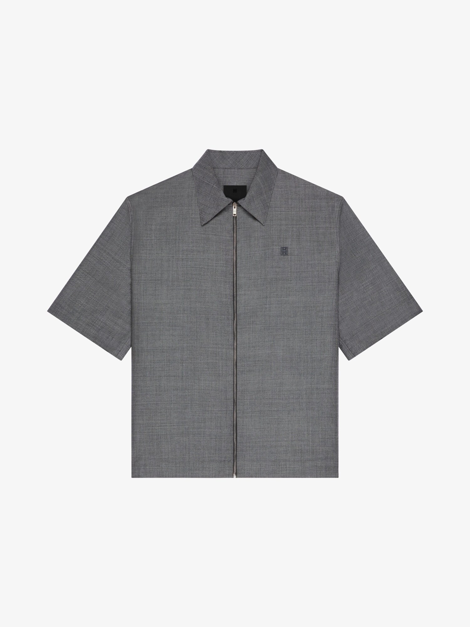 Zipped shirt in wool with 4G detail in - black/white | Givenchy US