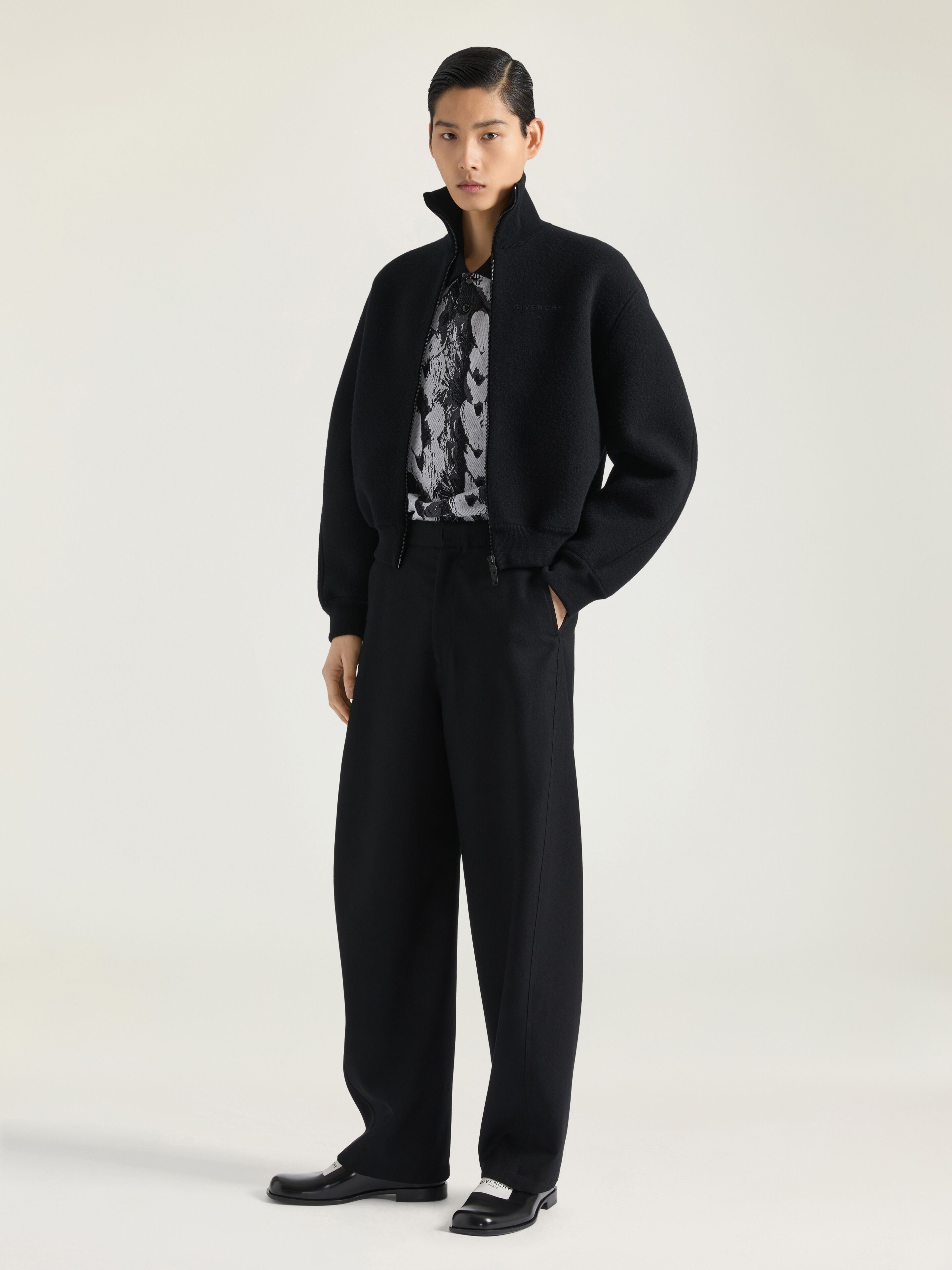 Zipped blouson in wool with GIVENCHY Stamp embroidery