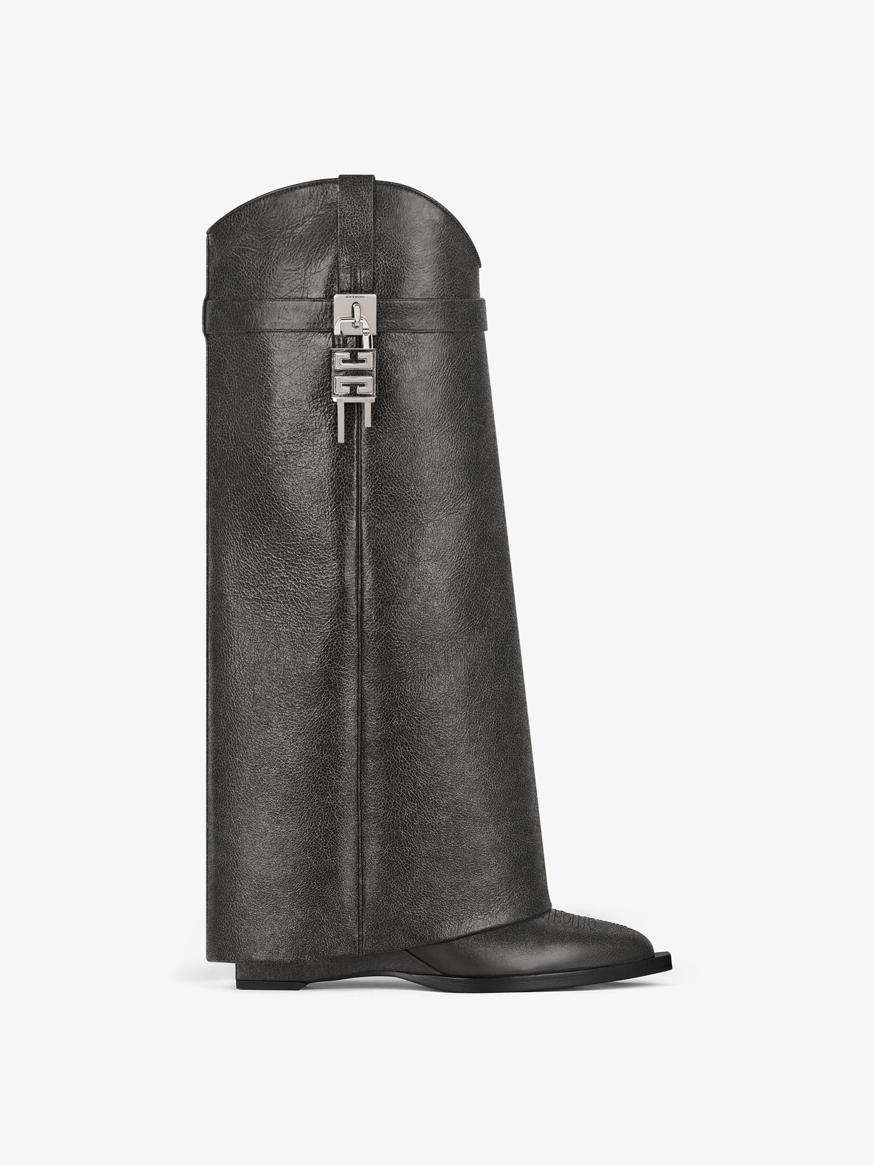 Givenchy - Bottes Shark Lock Cowboy En Cuir Vieilli - Noir - pour Femme - Taille : 42