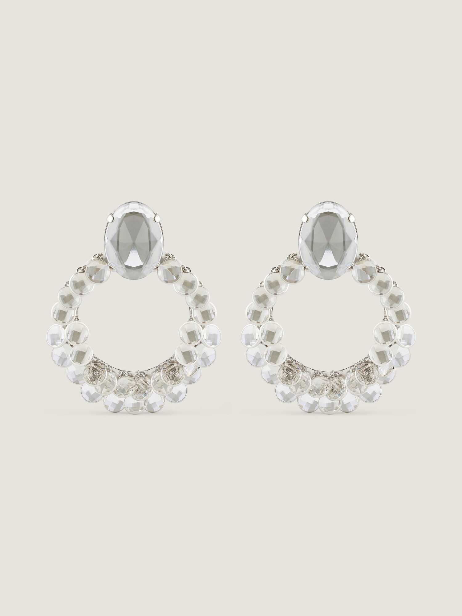 Broken Chandelier clip earrings in metal and crystals