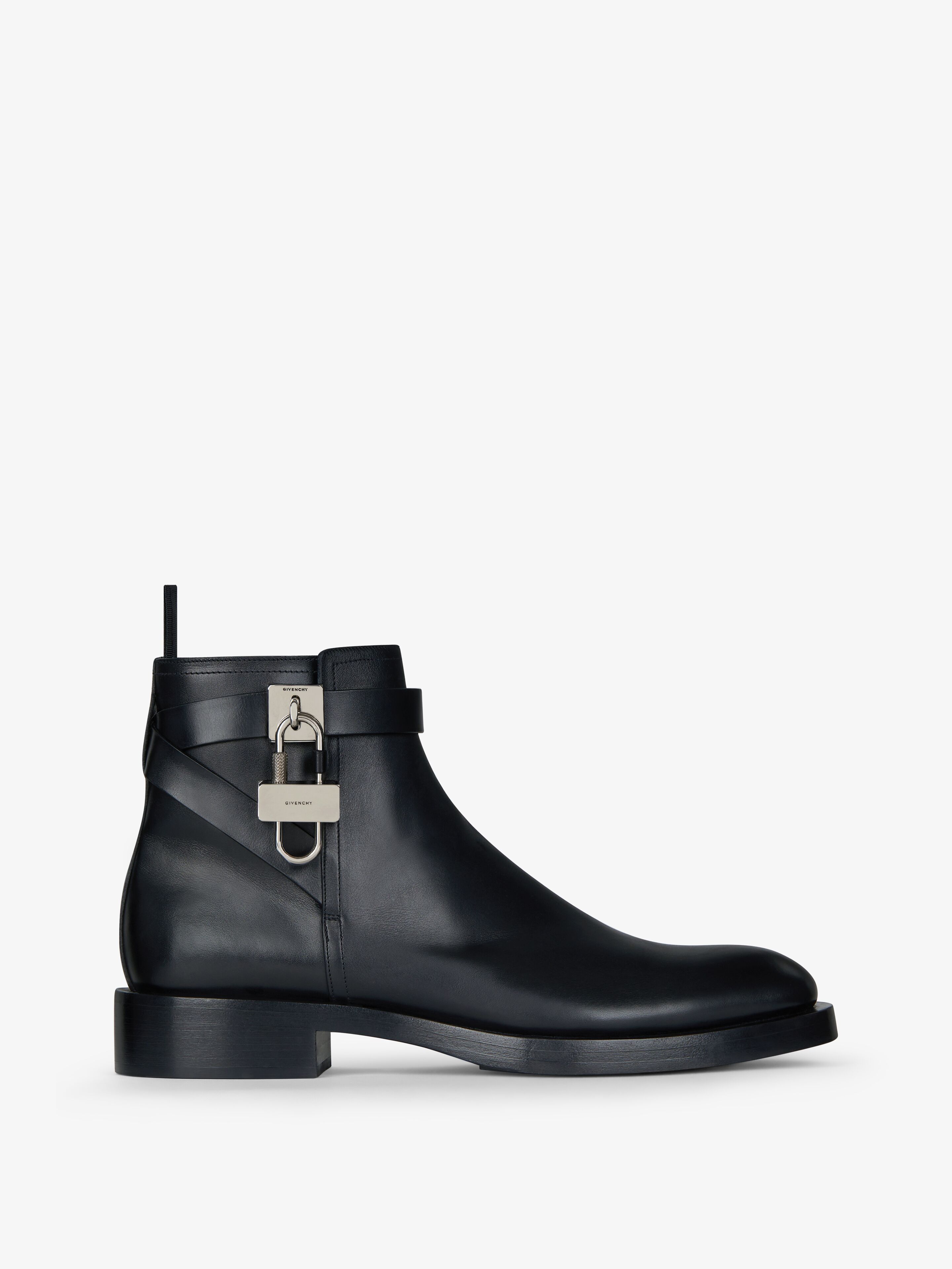 Shop Givenchy Lock Ankle Boots In Leather In Black
