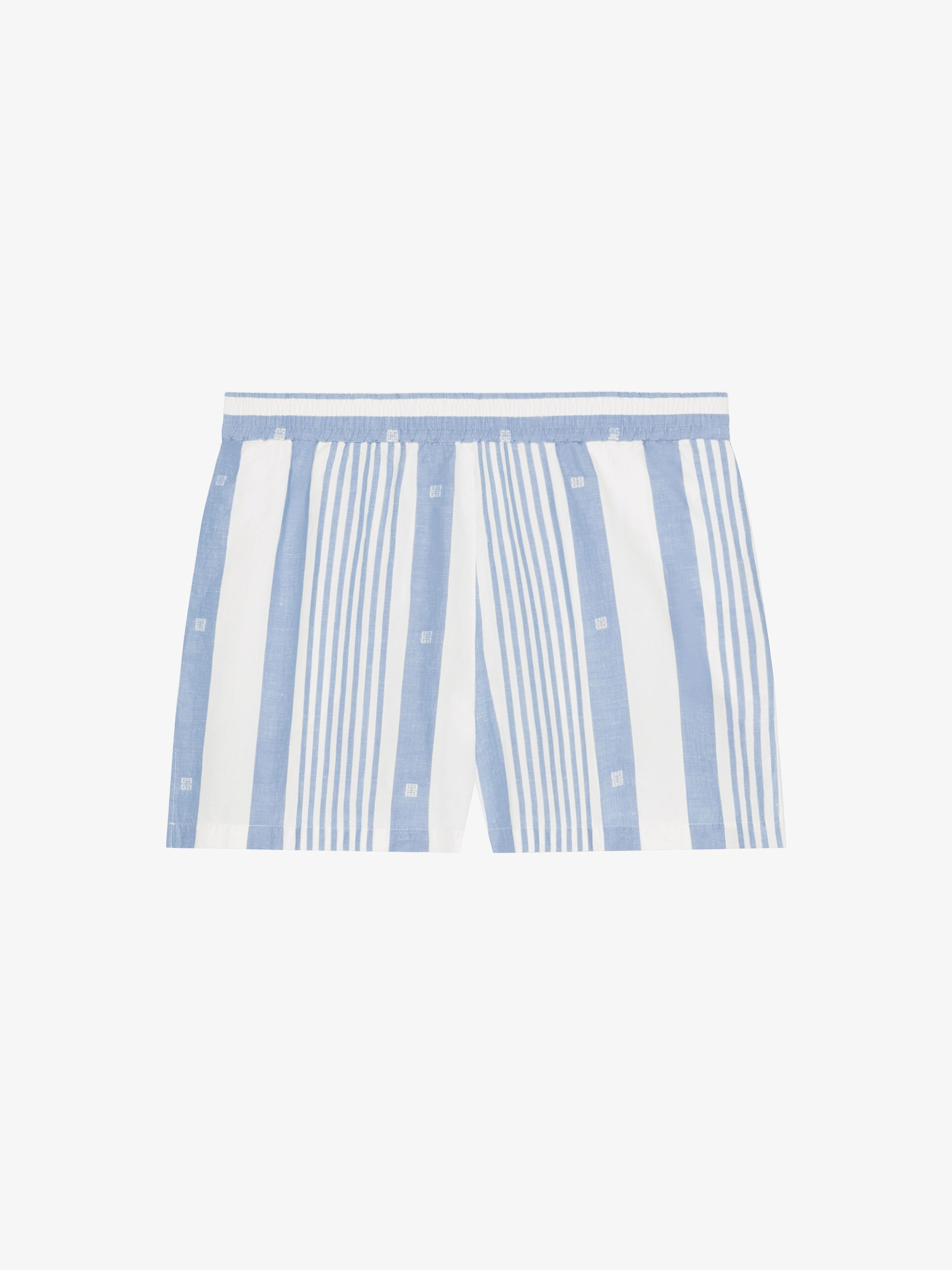 Shop Givenchy Shorts In Cotton And Linen With 4g Stripes