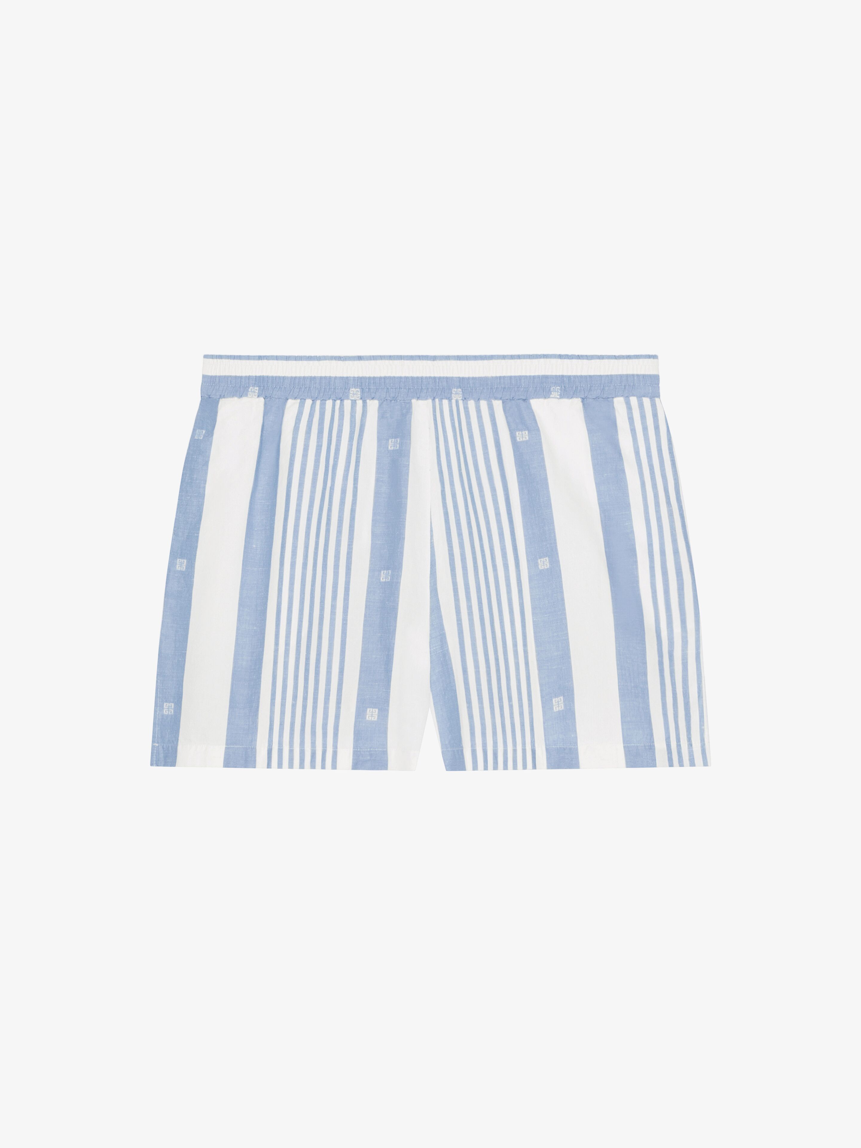 Givenchy - Short En Coton Et Lin À Rayures 4G - Bleu - pour Femme - Taille : 40