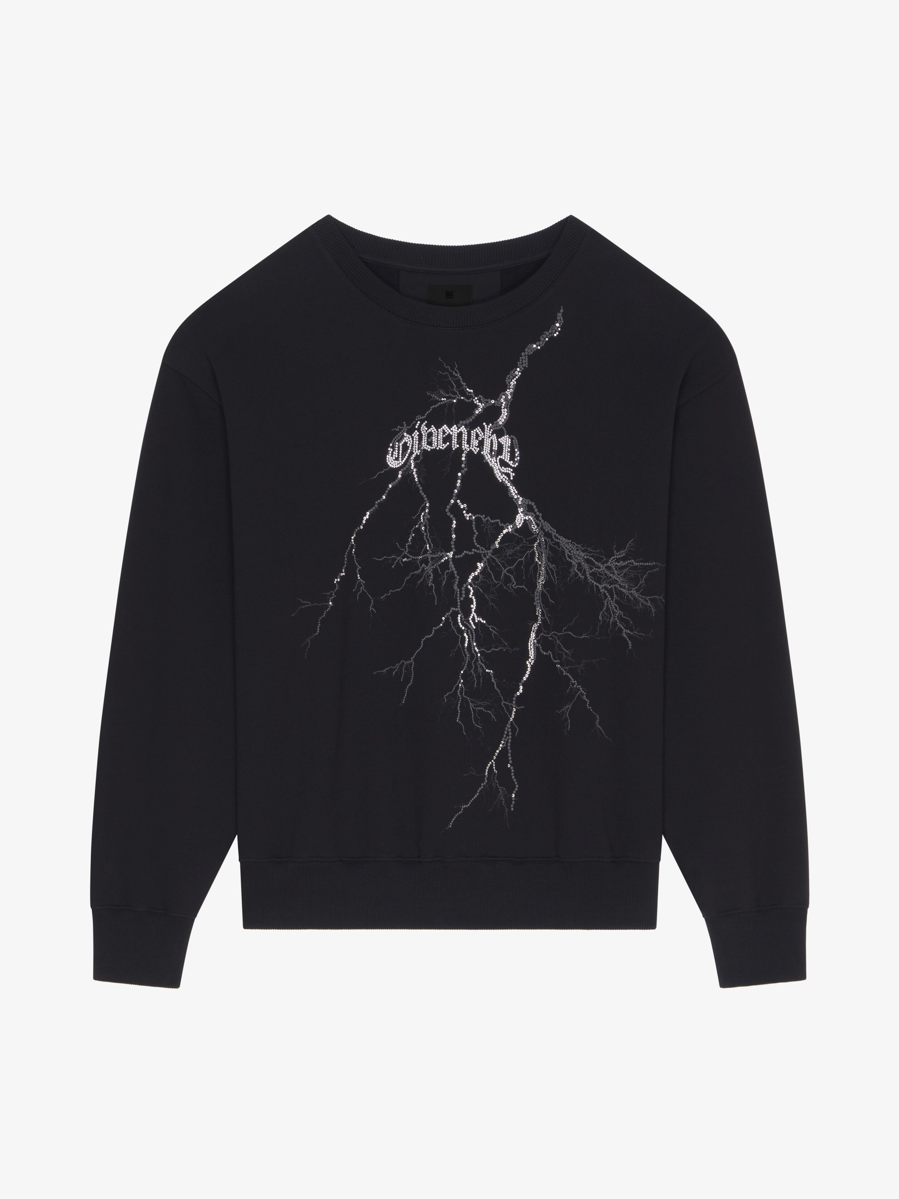 Shop Givenchy Boxy Fit Sweatshirt In Fleece With Reflective Artwork In Black