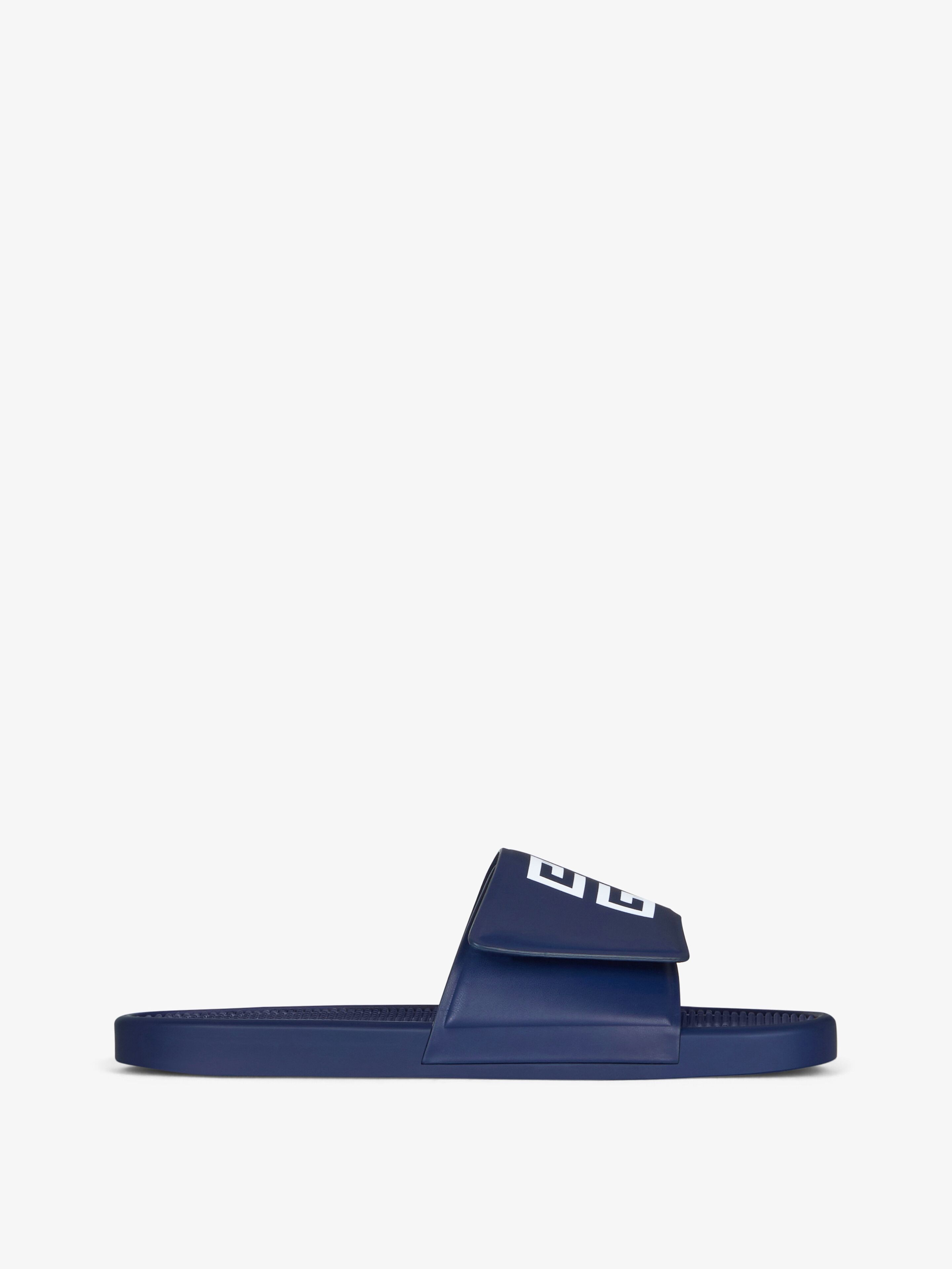 Shop Givenchy Slide Flat Sandals In Synthetic Leather In Medium Blue