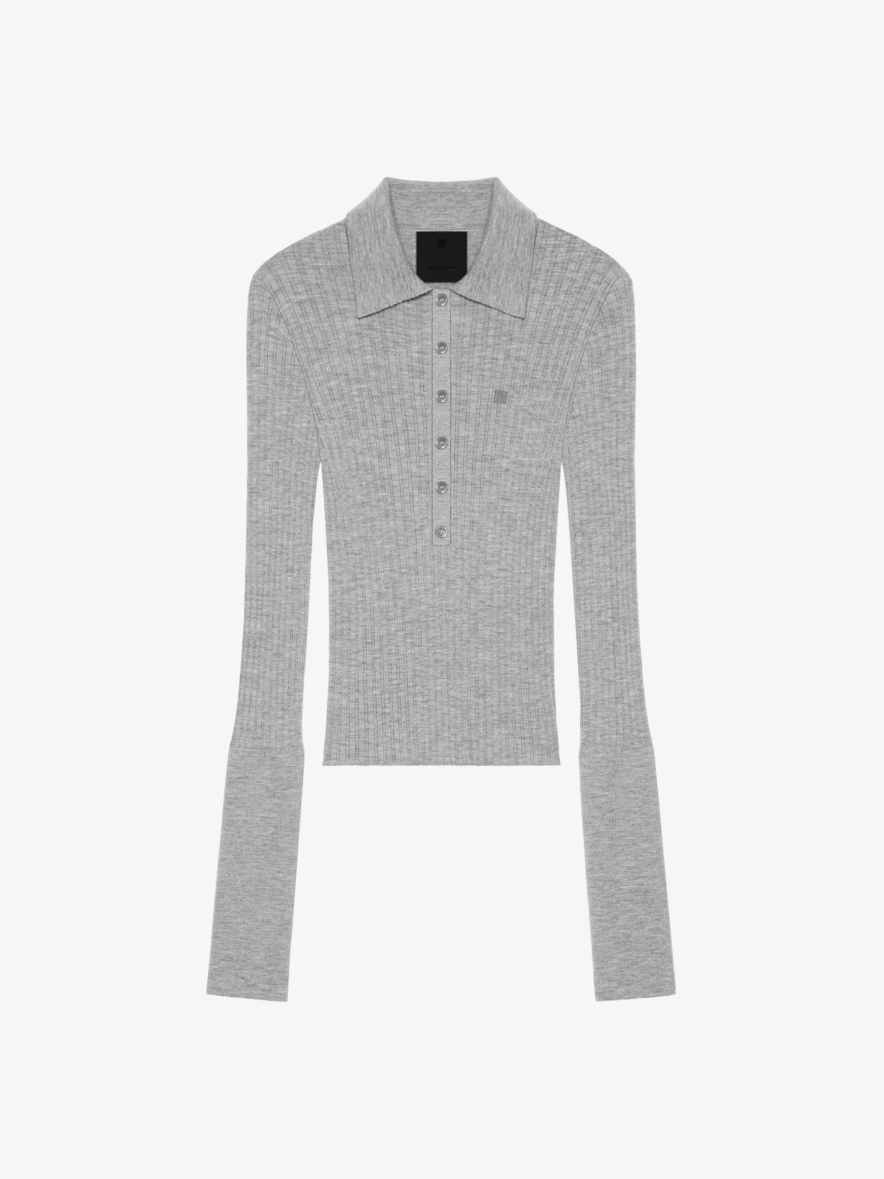 Shop Givenchy Polo Sweater In Wool In Heather Grey