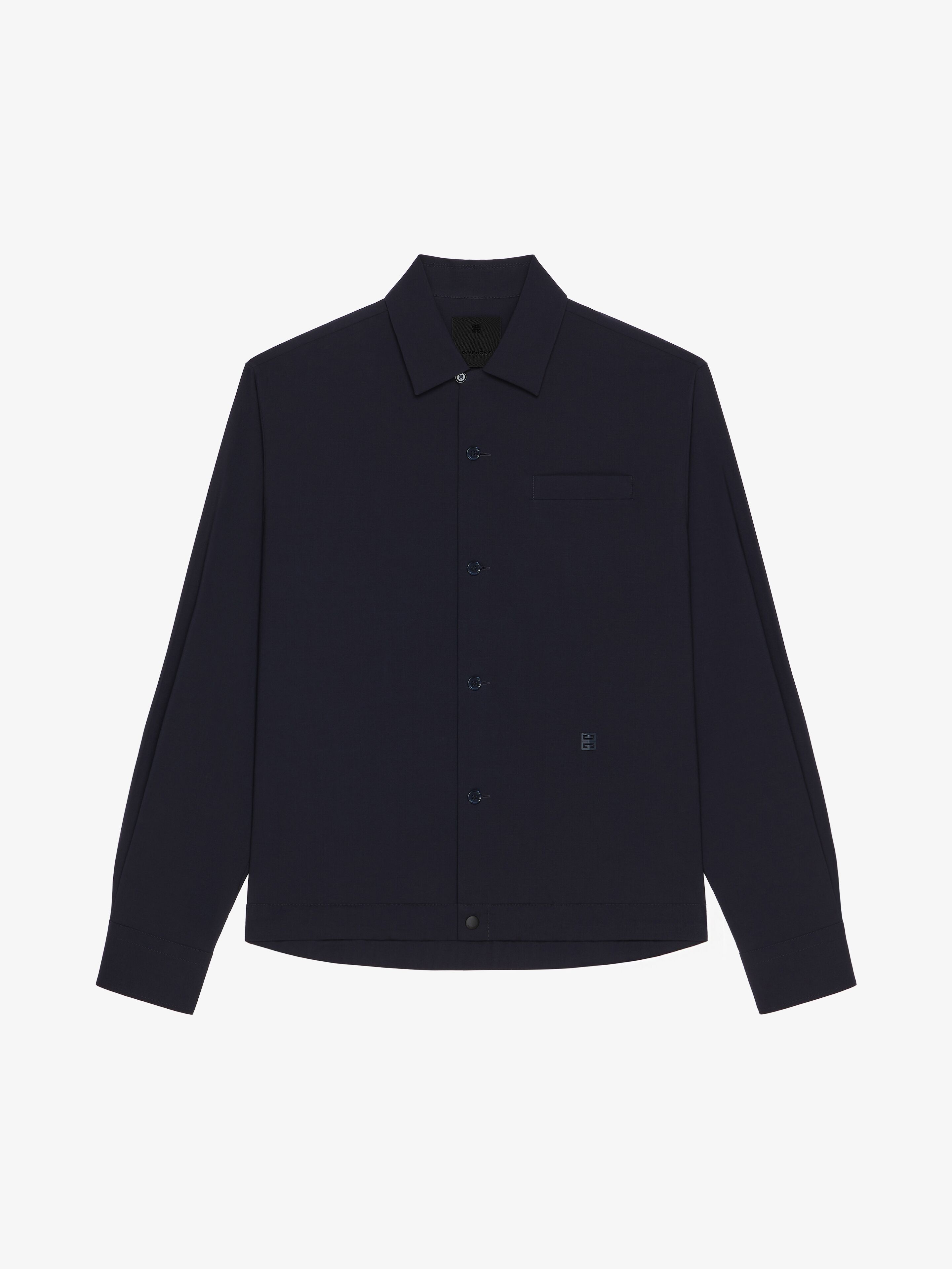 Givenchy - Surchemise En Popeline De Laine À Détail 4G - Bleu - pour Homme - Taille : 50