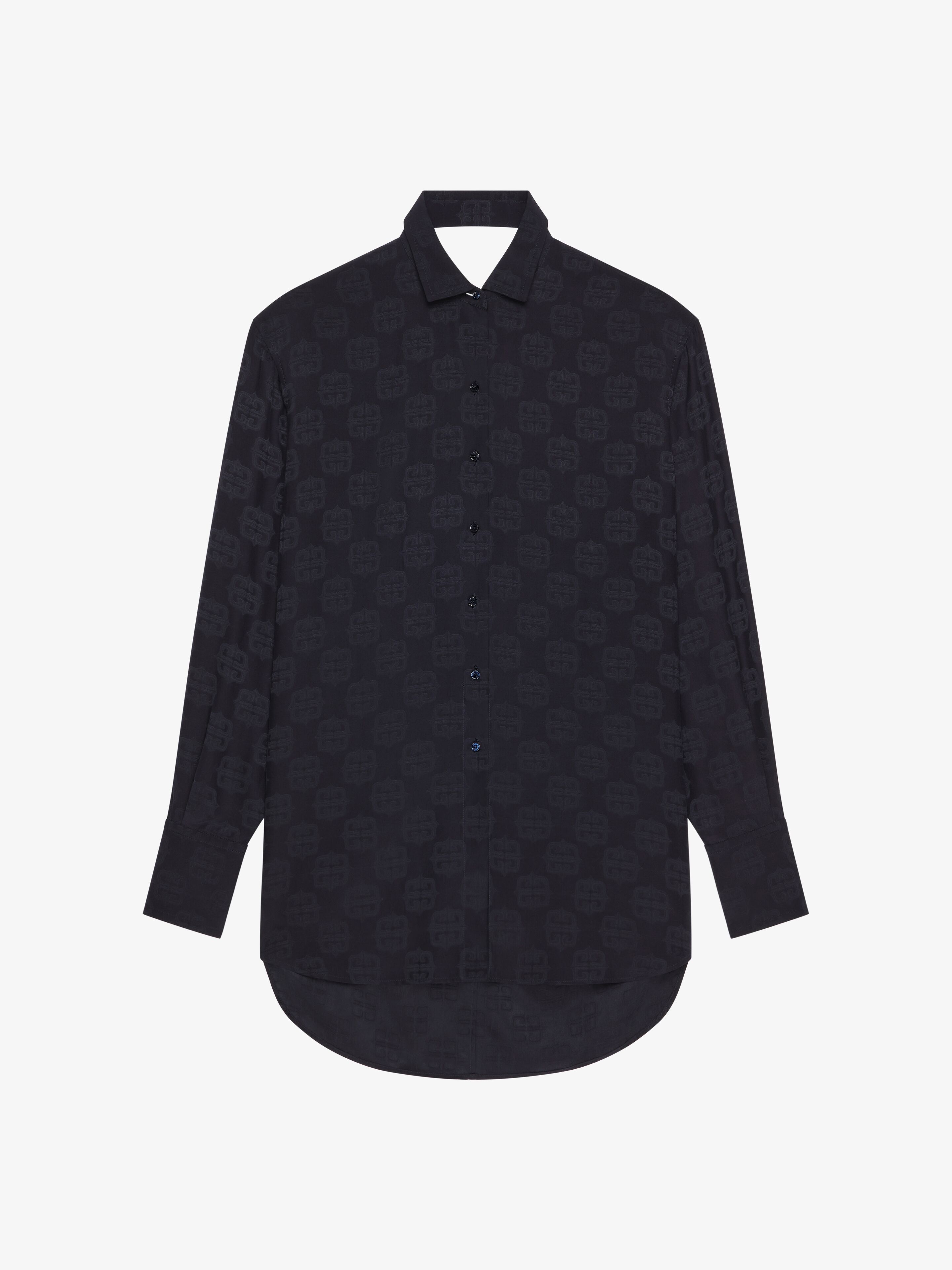 Givenchy - Chemise Oversize En Jacquard 4G Liquid Avec Dos Drapé - Bleu - pour Femme - Taille : 38