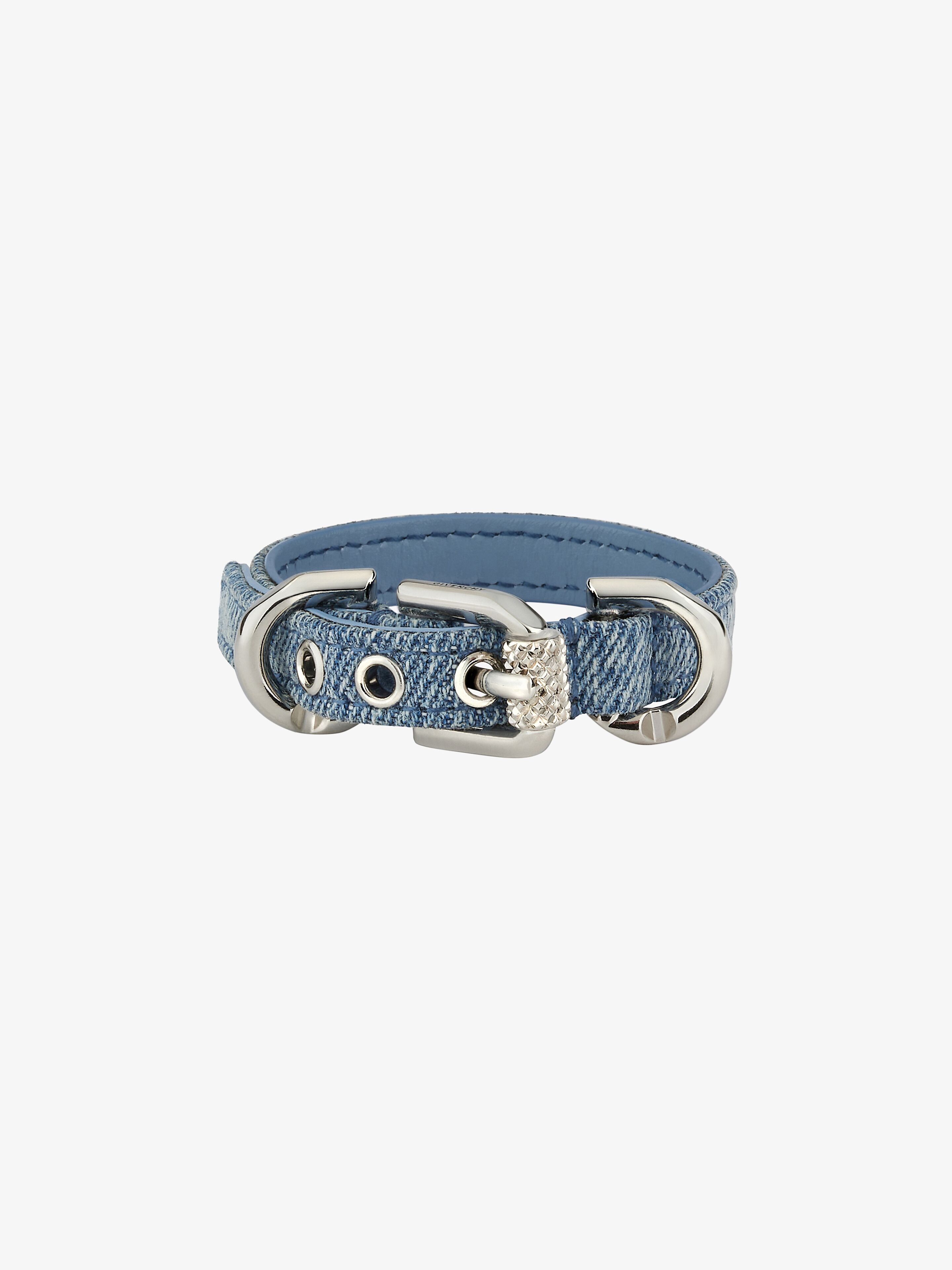 Shop Givenchy Voyou Bracelet In Denim And Metal In Denim Blue
