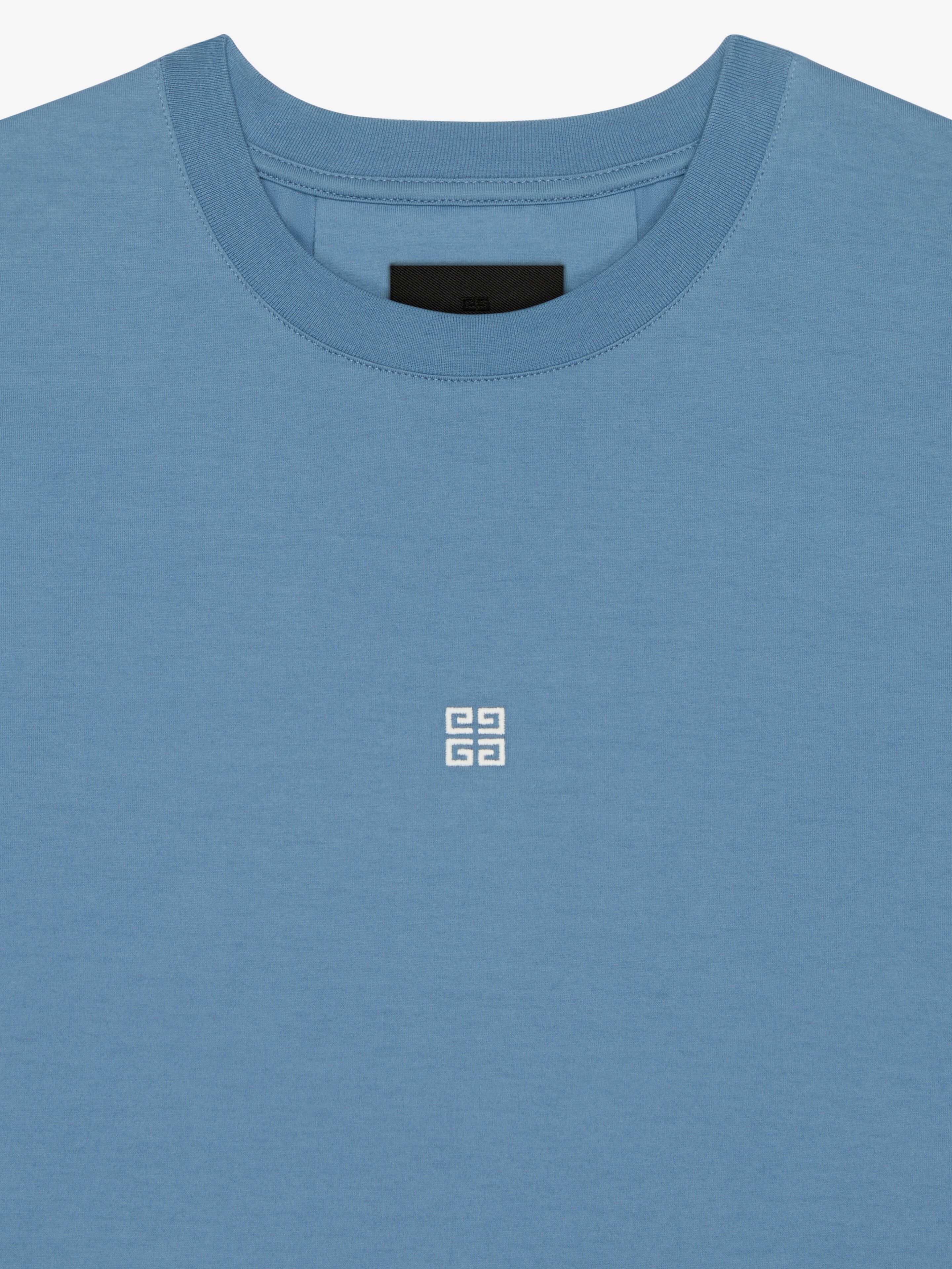 Slim fit t-shirt in cotton with 4G detail - blue/white