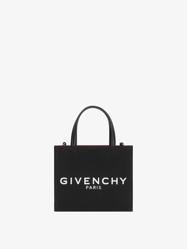 Mini G Tote shopping bag in canvas - beige/black | Givenchy US