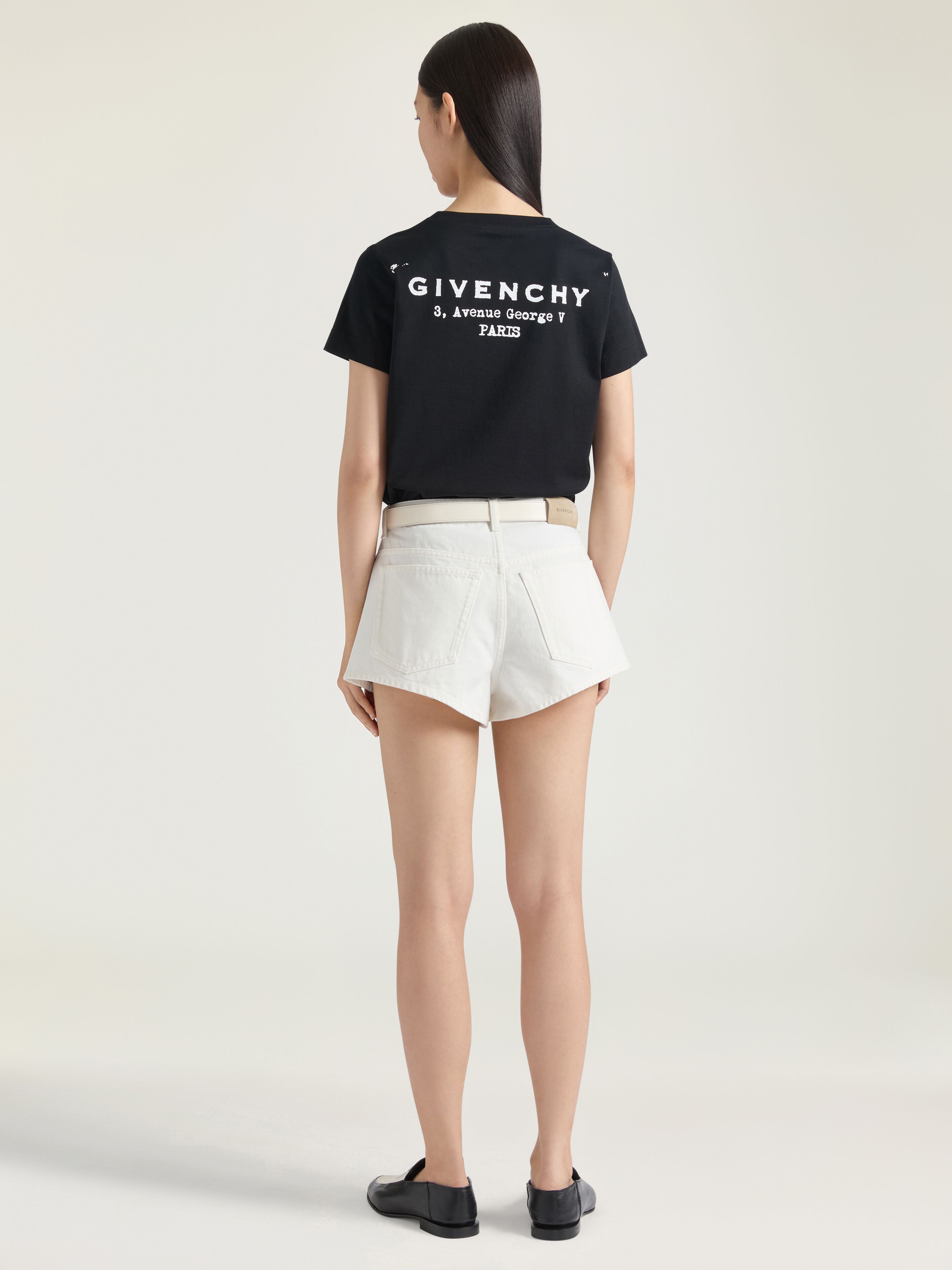 ショートパンツ Givenchy Shorts In Jeans Givenchy Grey Logo Latex Band Shorts Givenchy