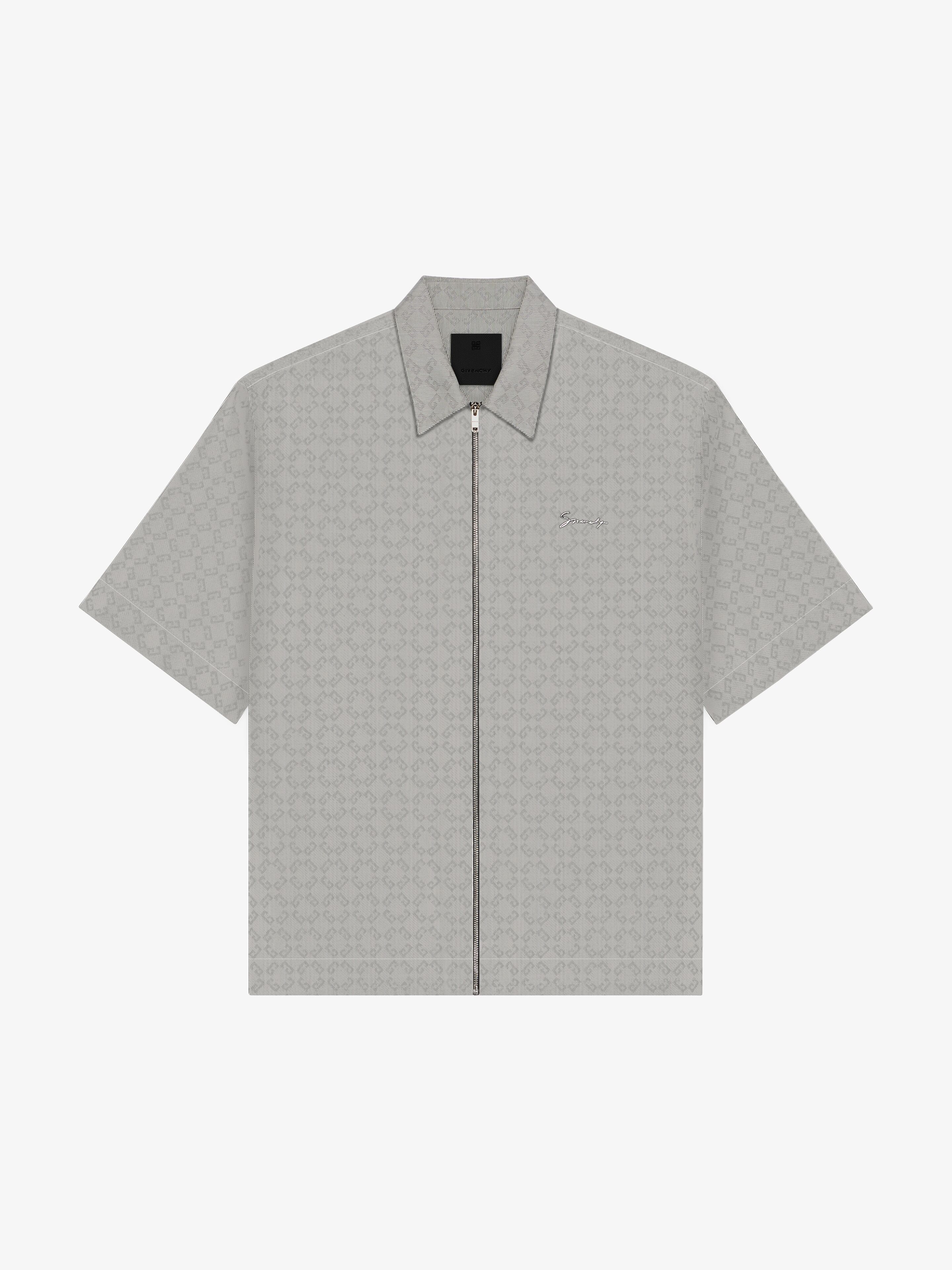 Givenchy Zipped Shirt In Monogram 72 Jacquard In Gray