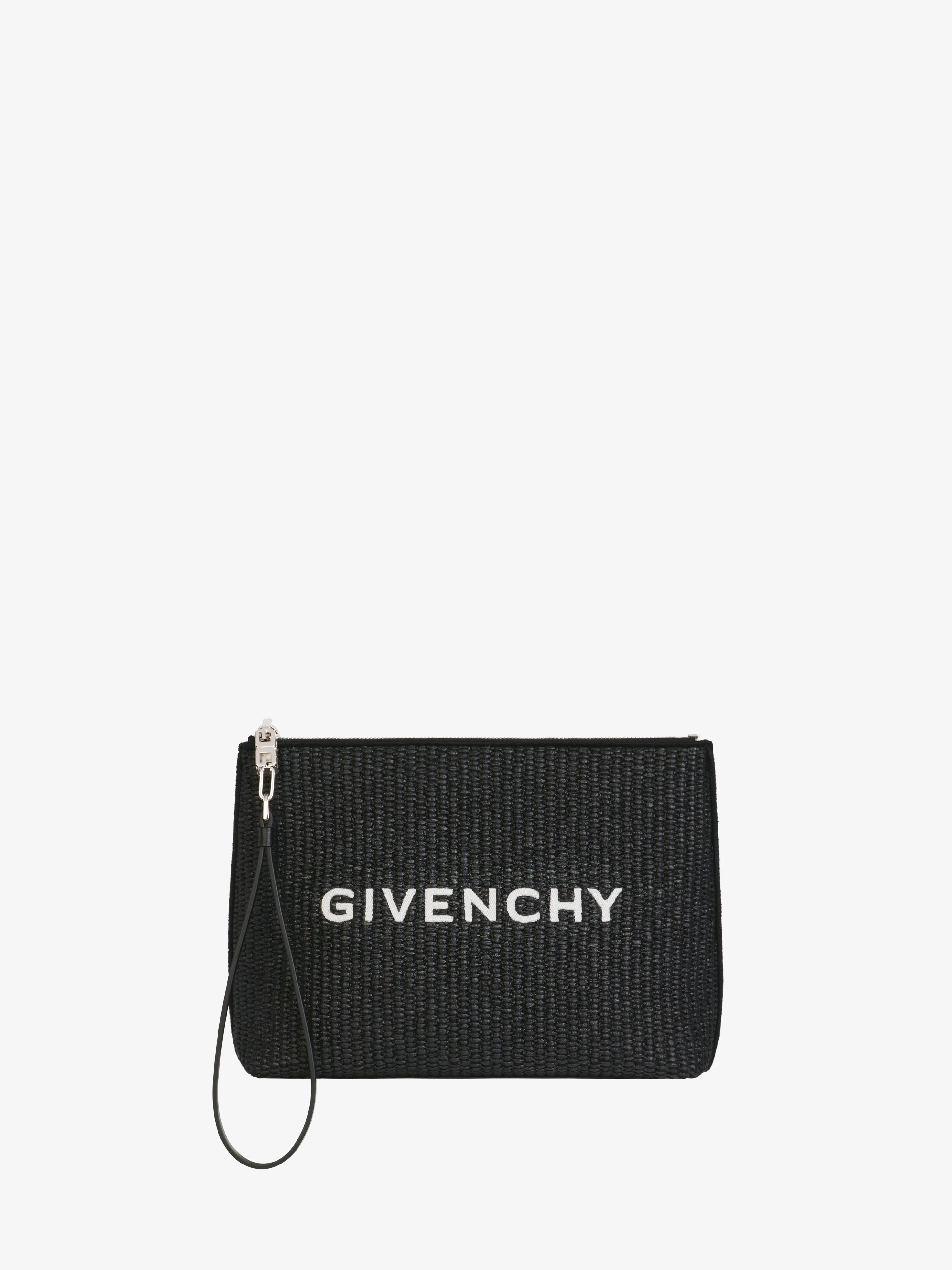 Shop Givenchy Travel Pouch In Raffia In Multicolor
