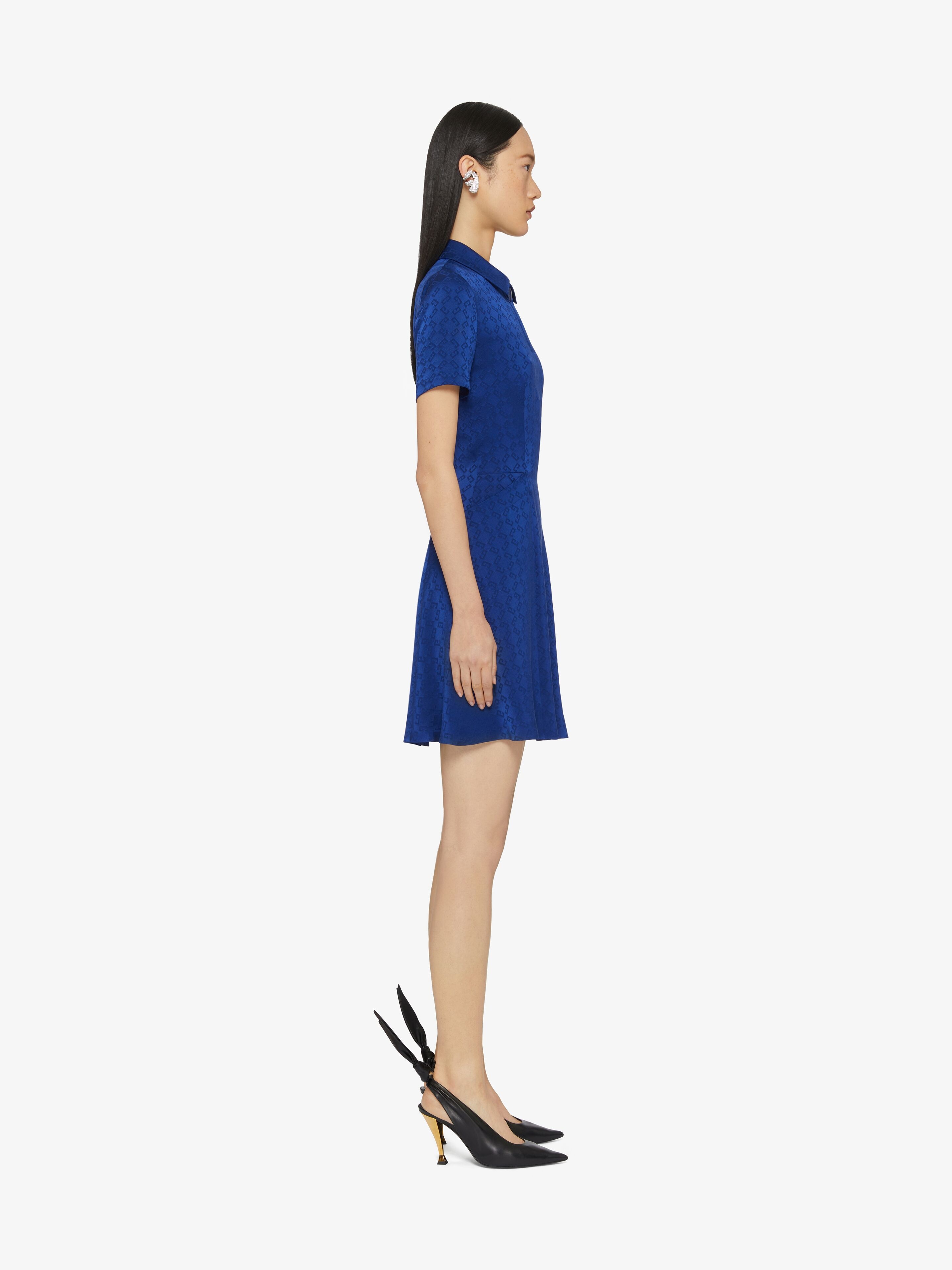 Polo dress in monogram 72 jacquard in - saphir blue
