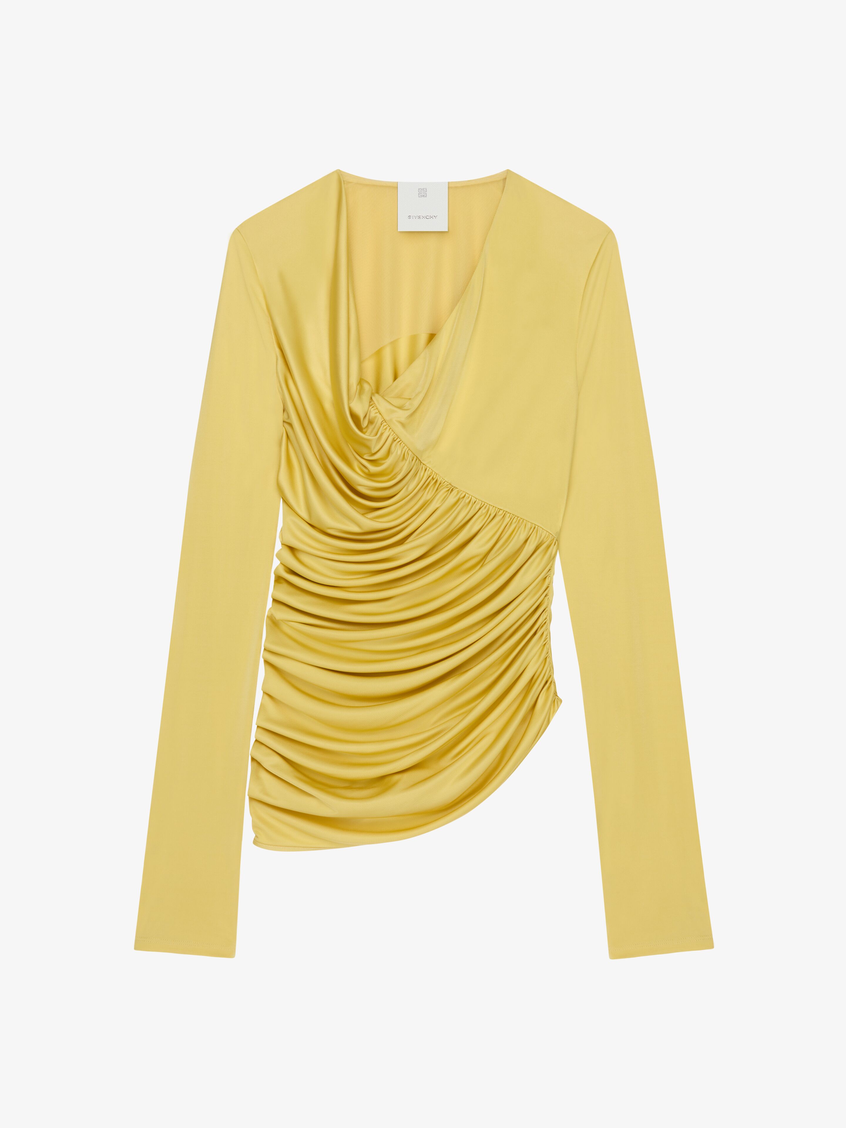 Shop Givenchy Draped Top In Jersey In Banana