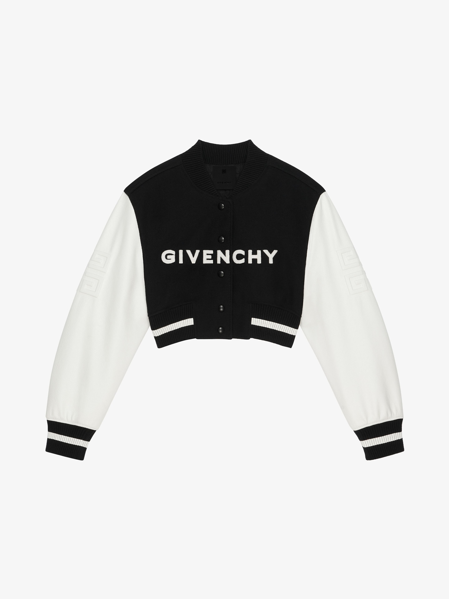 GIVENCHY cropped varsity jacket in wool and leather | Givenchy US ...