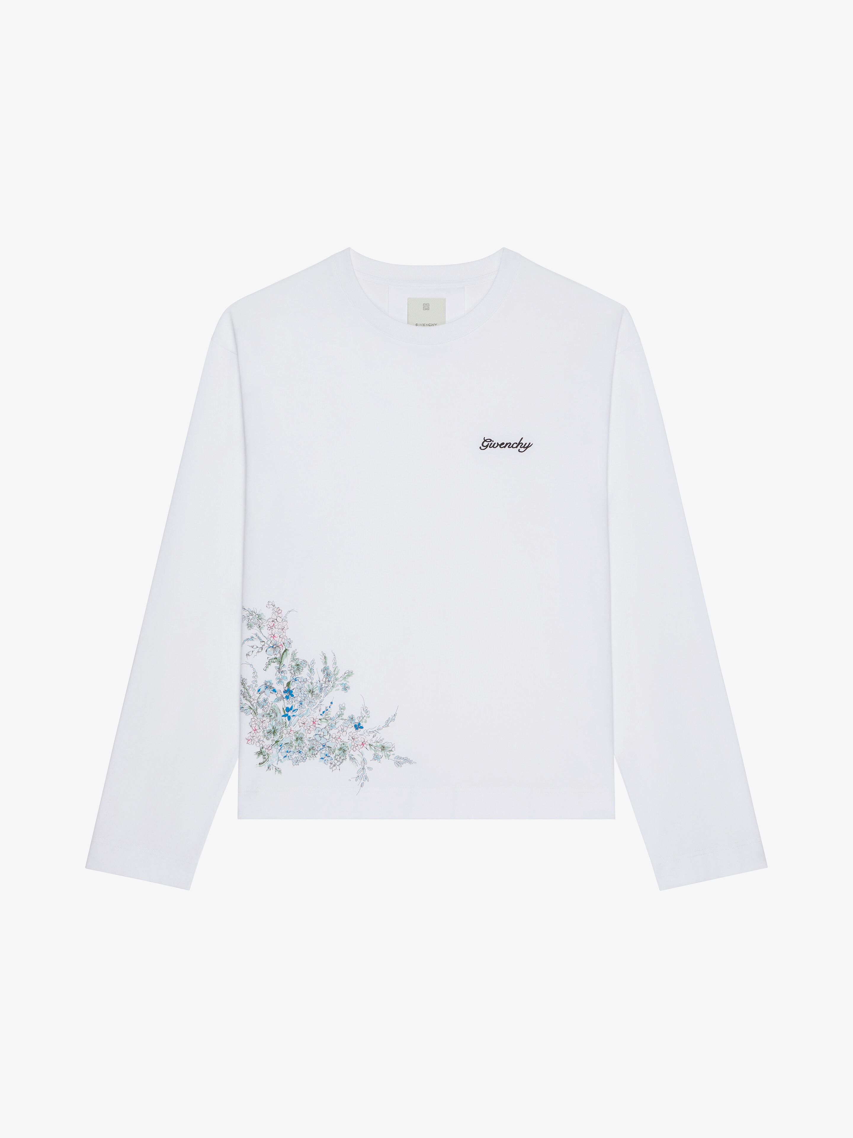 Boxy Fit T-shirt In Cotton Givenchy Flowers - White - Men - Size: XS