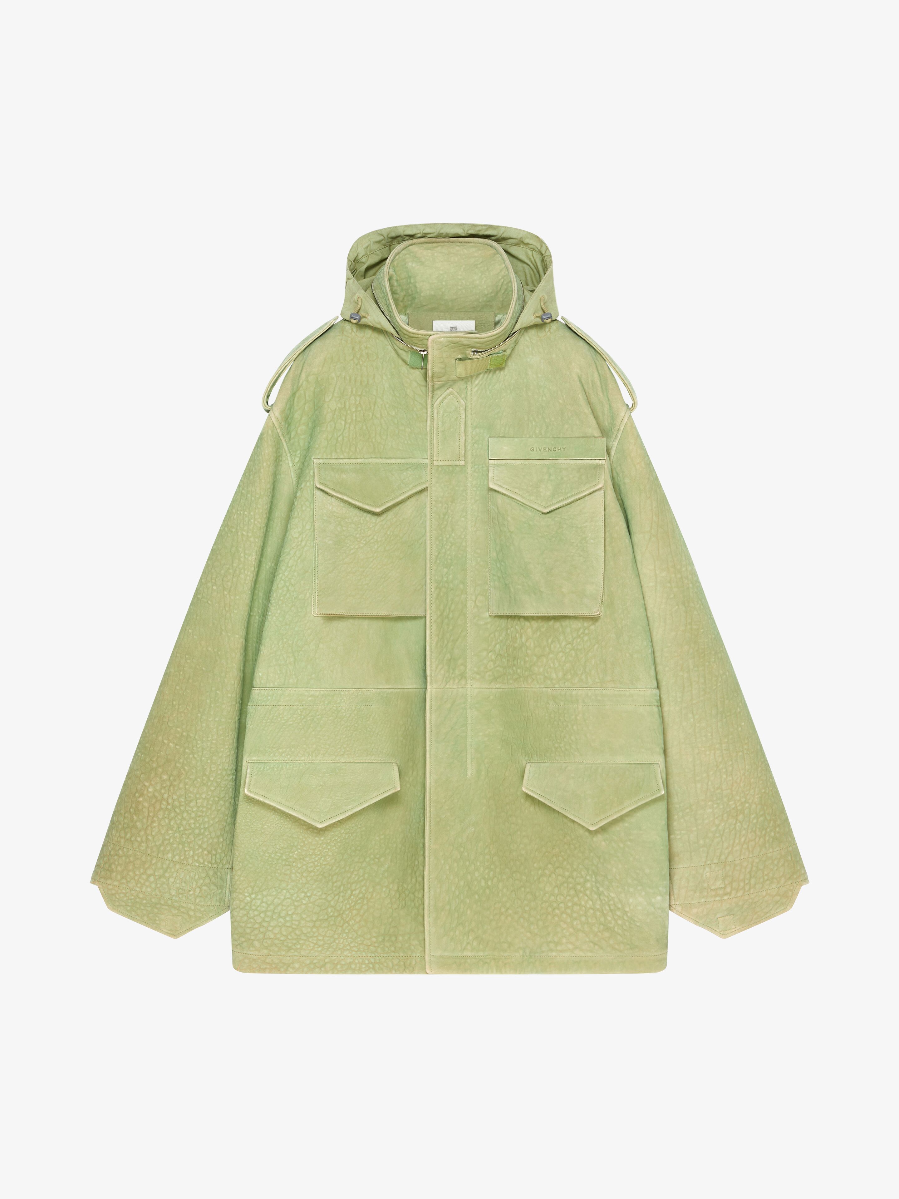 Shop Givenchy Parka In Leather In Bright Green