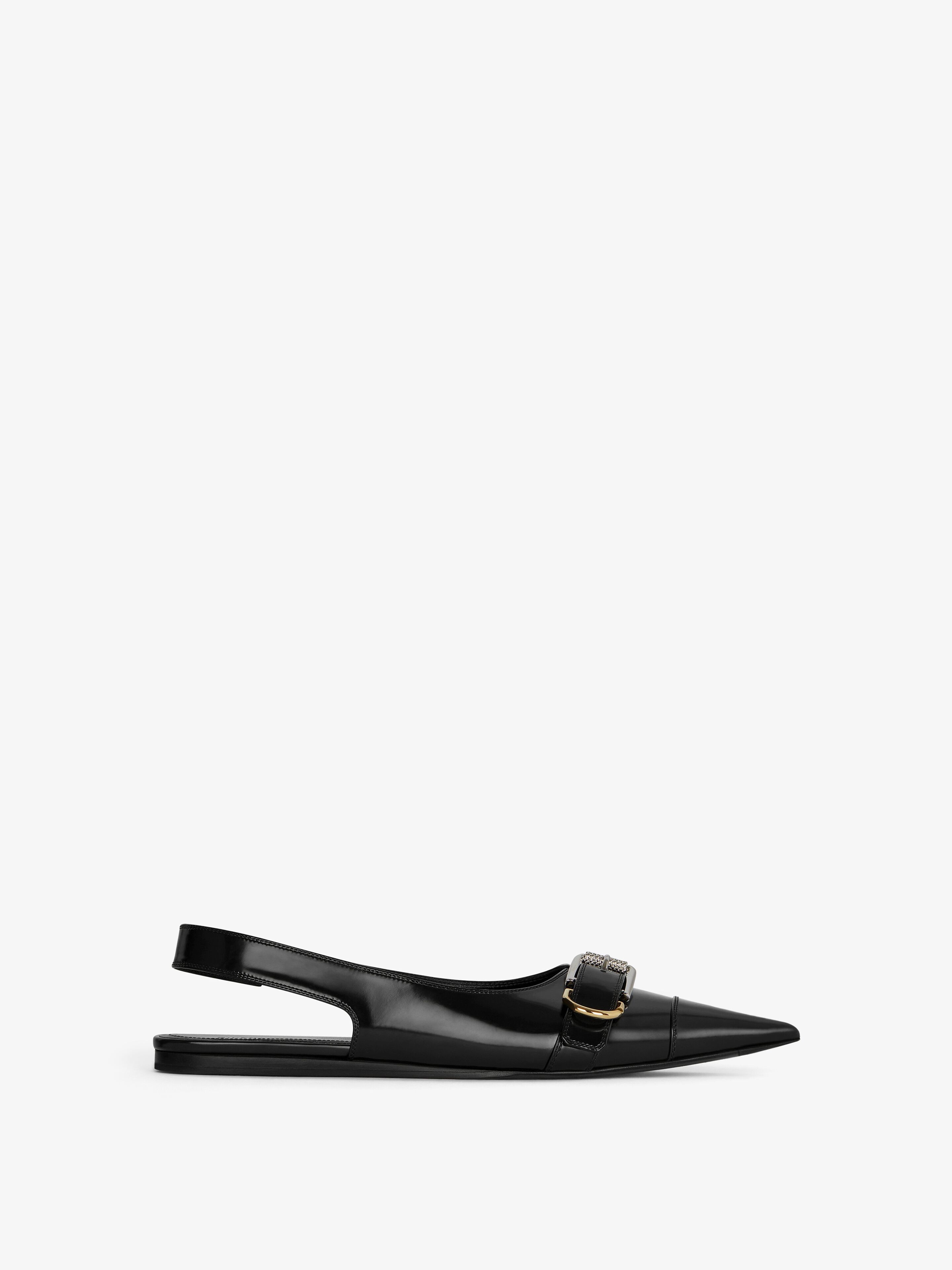 Shop Givenchy Voyou Flat Slingbacks In Leather In Black