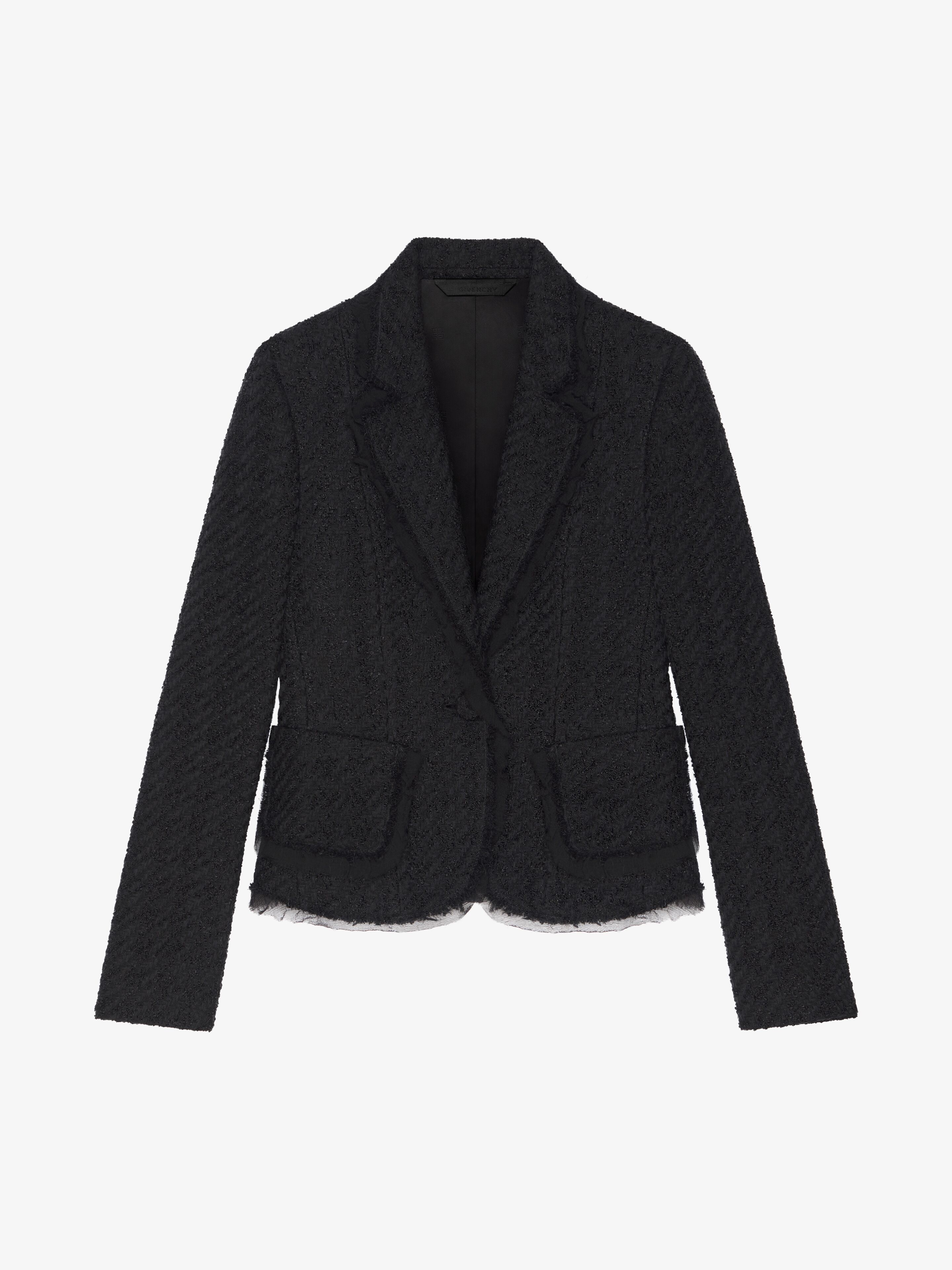 Shop Givenchy Jacket In Houndstooth Tweed In Black