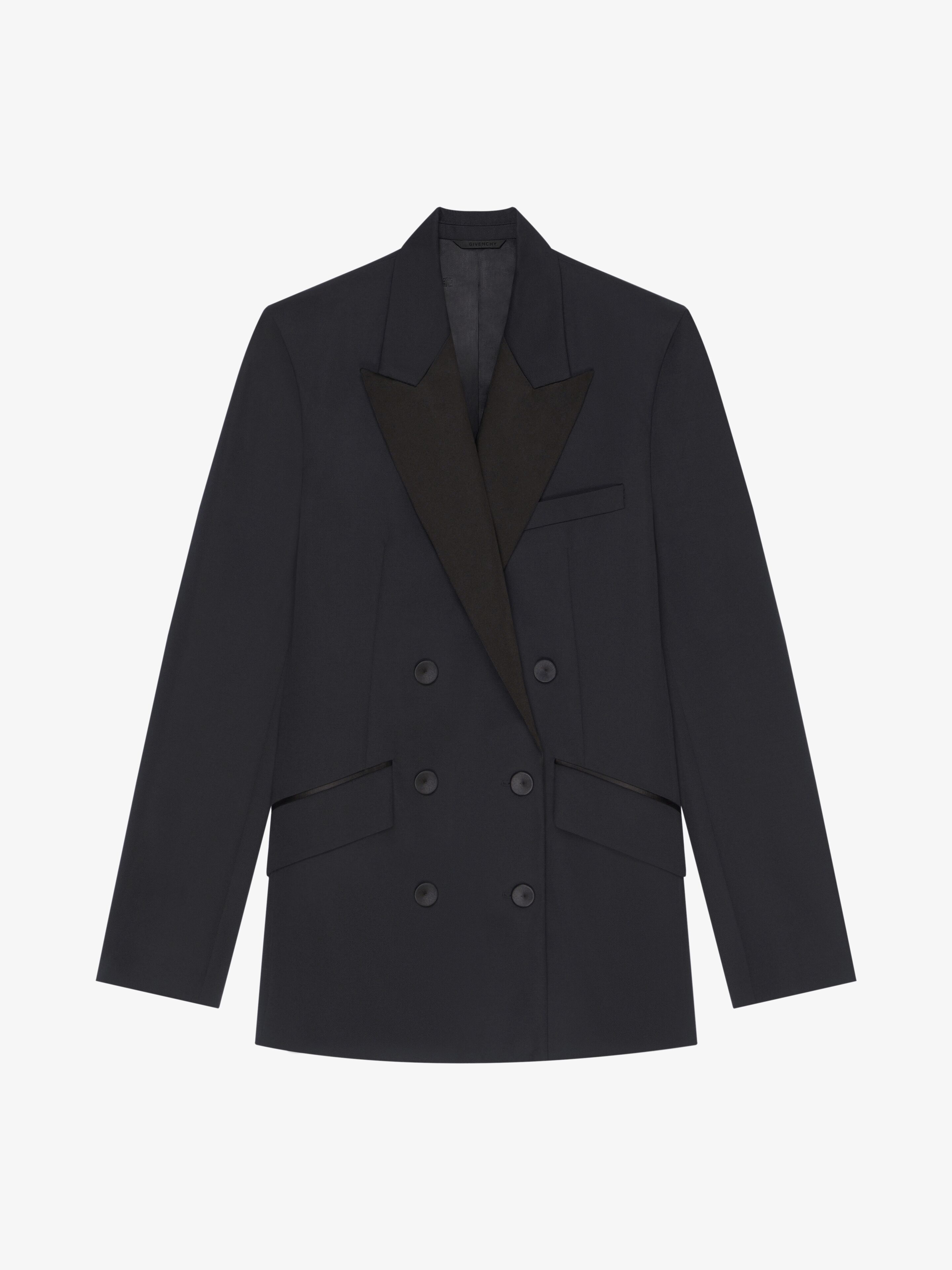 Shop Givenchy Jacket In Wool And Mohair With Satin Collar In Black