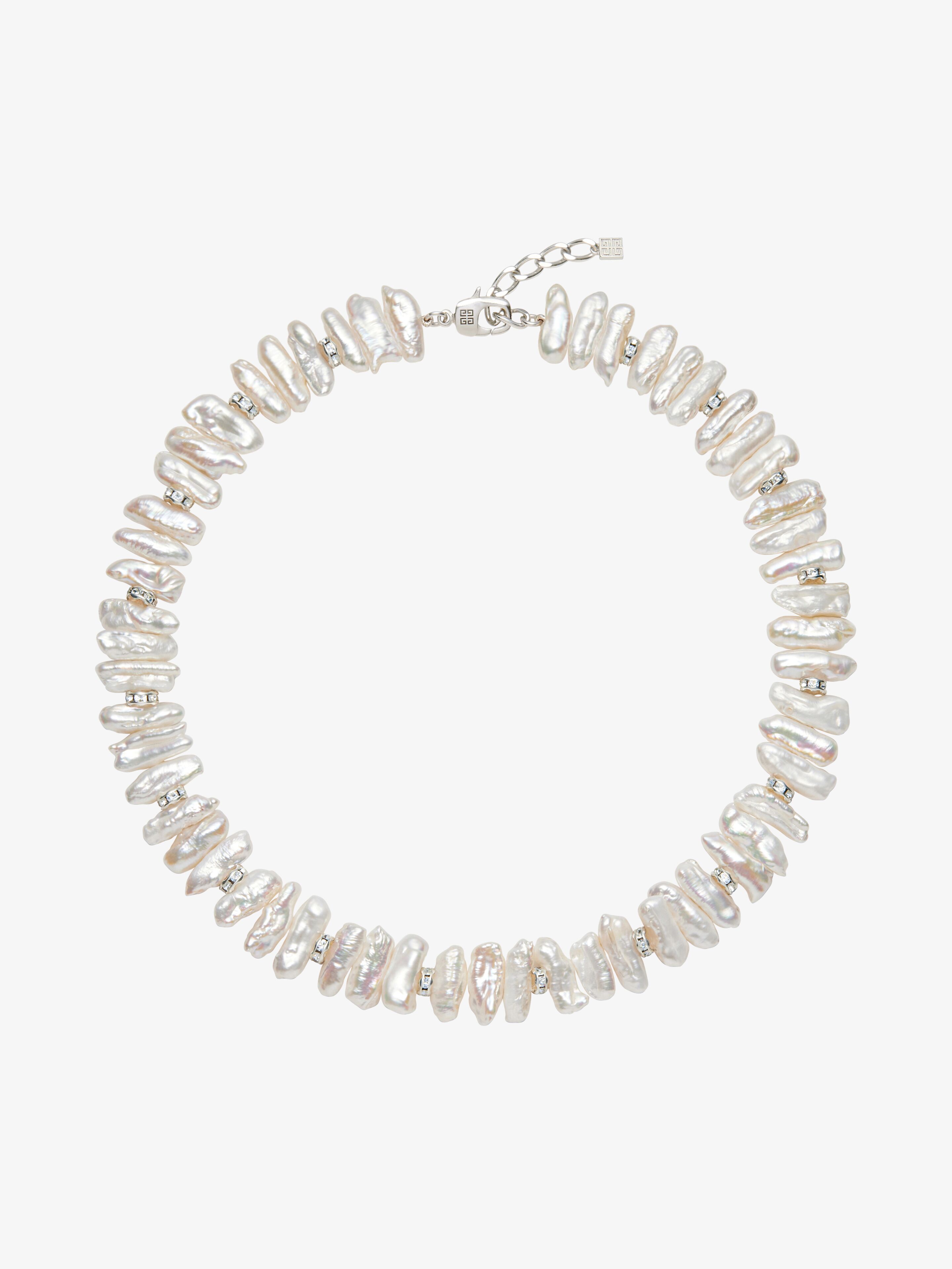 Shop Givenchy Pearl Necklace With Crystals In Multicolor