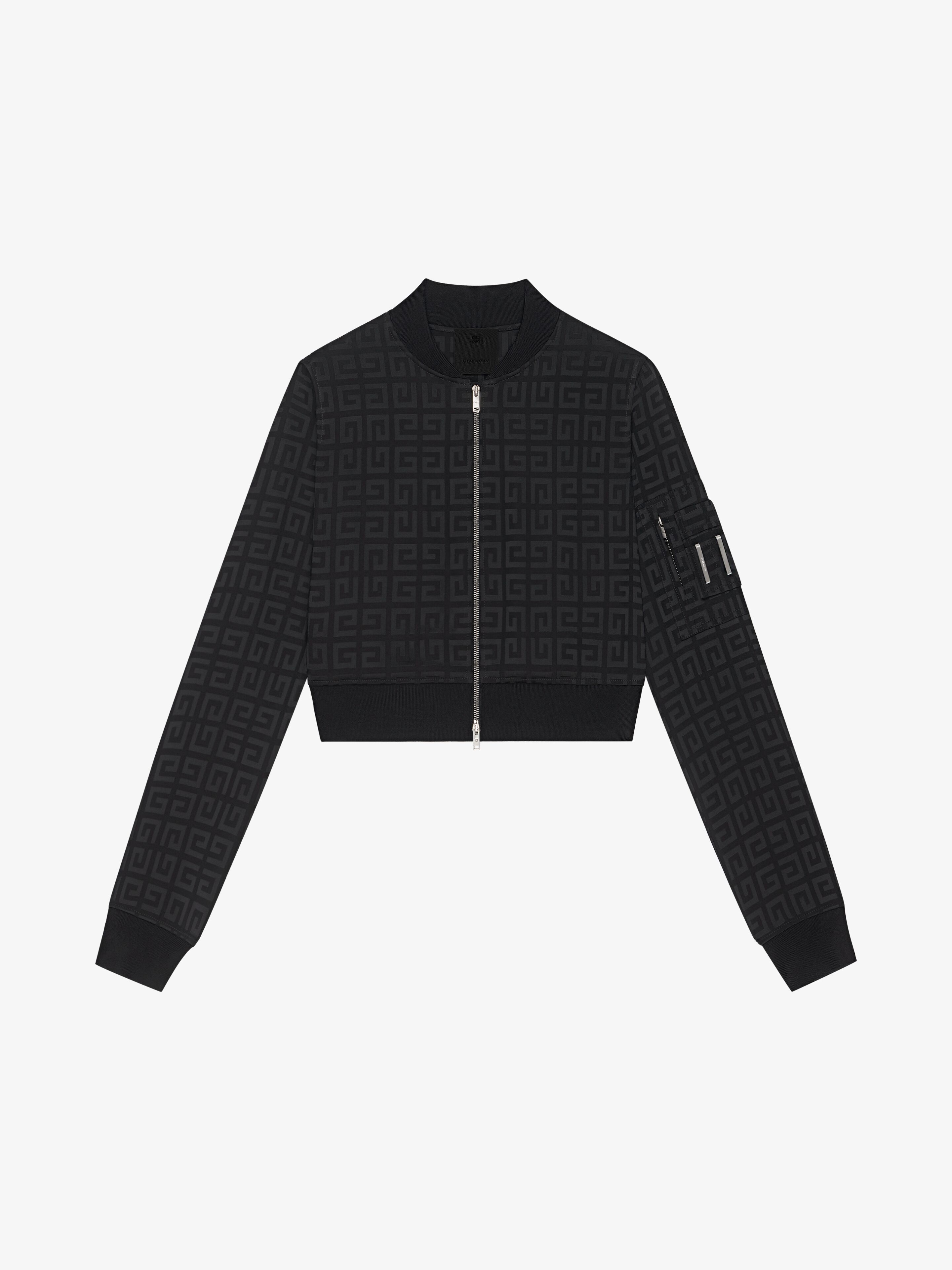 Shop Givenchy Cropped Bomber Jacket In 4g Jacquard In Black
