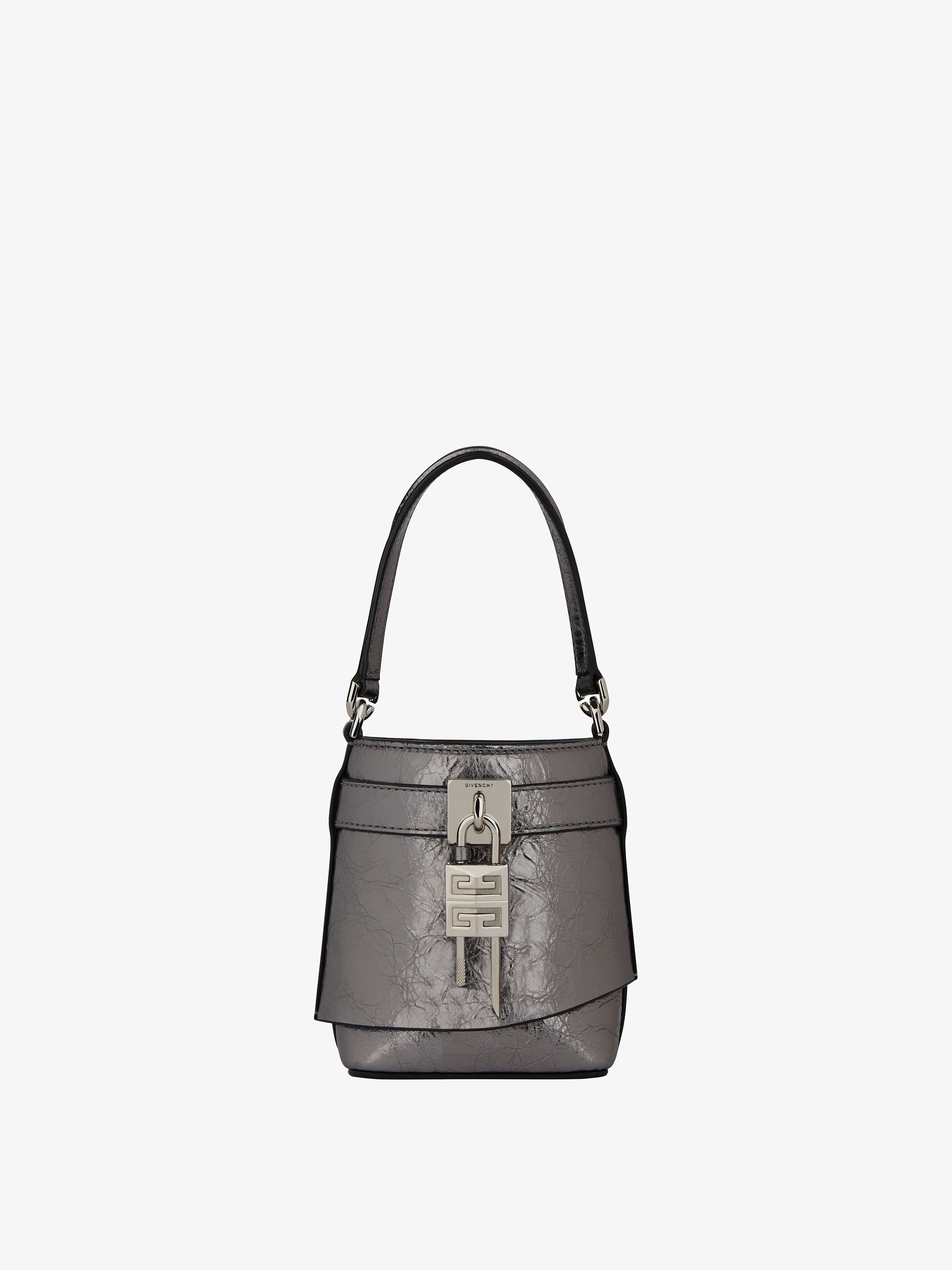 Givenchy Women's Micro Shark Lock Bucket Bag In Laminated Leather In Multicolor