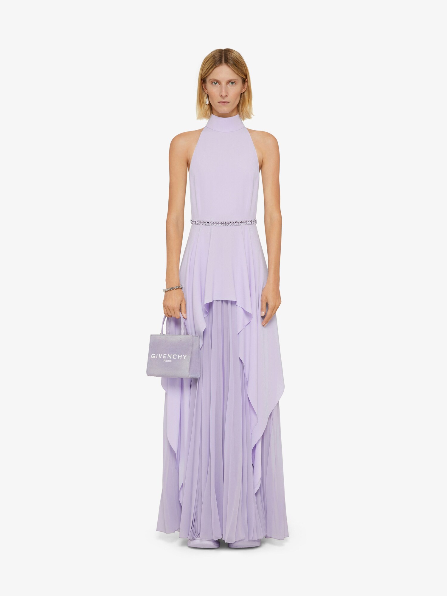 givenchy.com | Dress in crepe back satin with chain