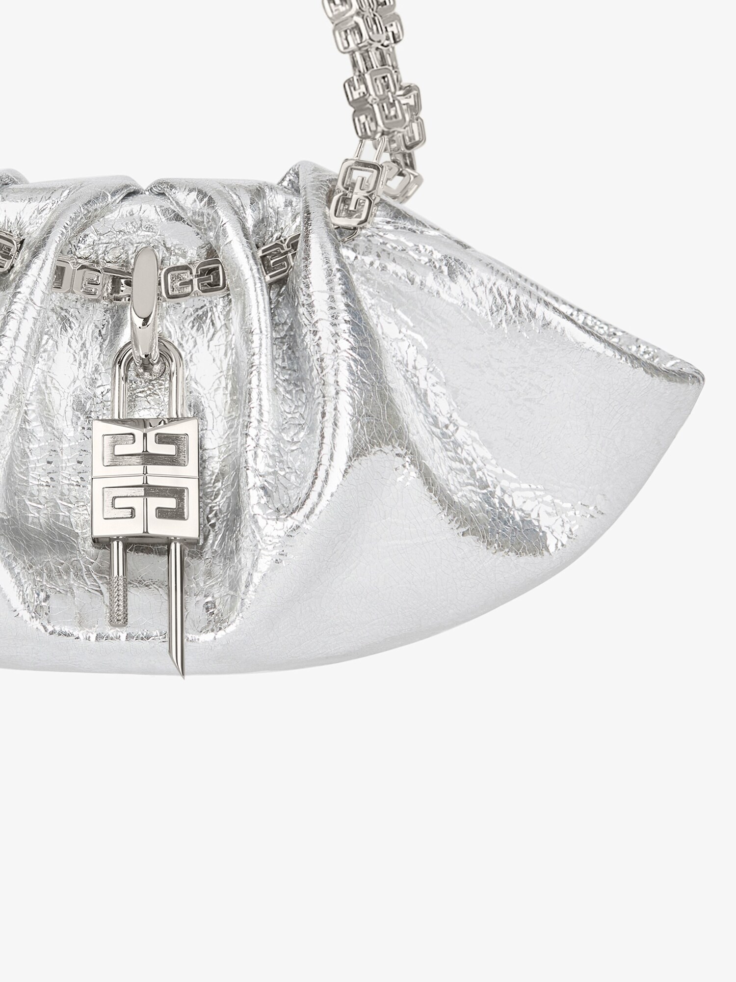 Mini Kenny bag in metallized leather silvery Givenchy US