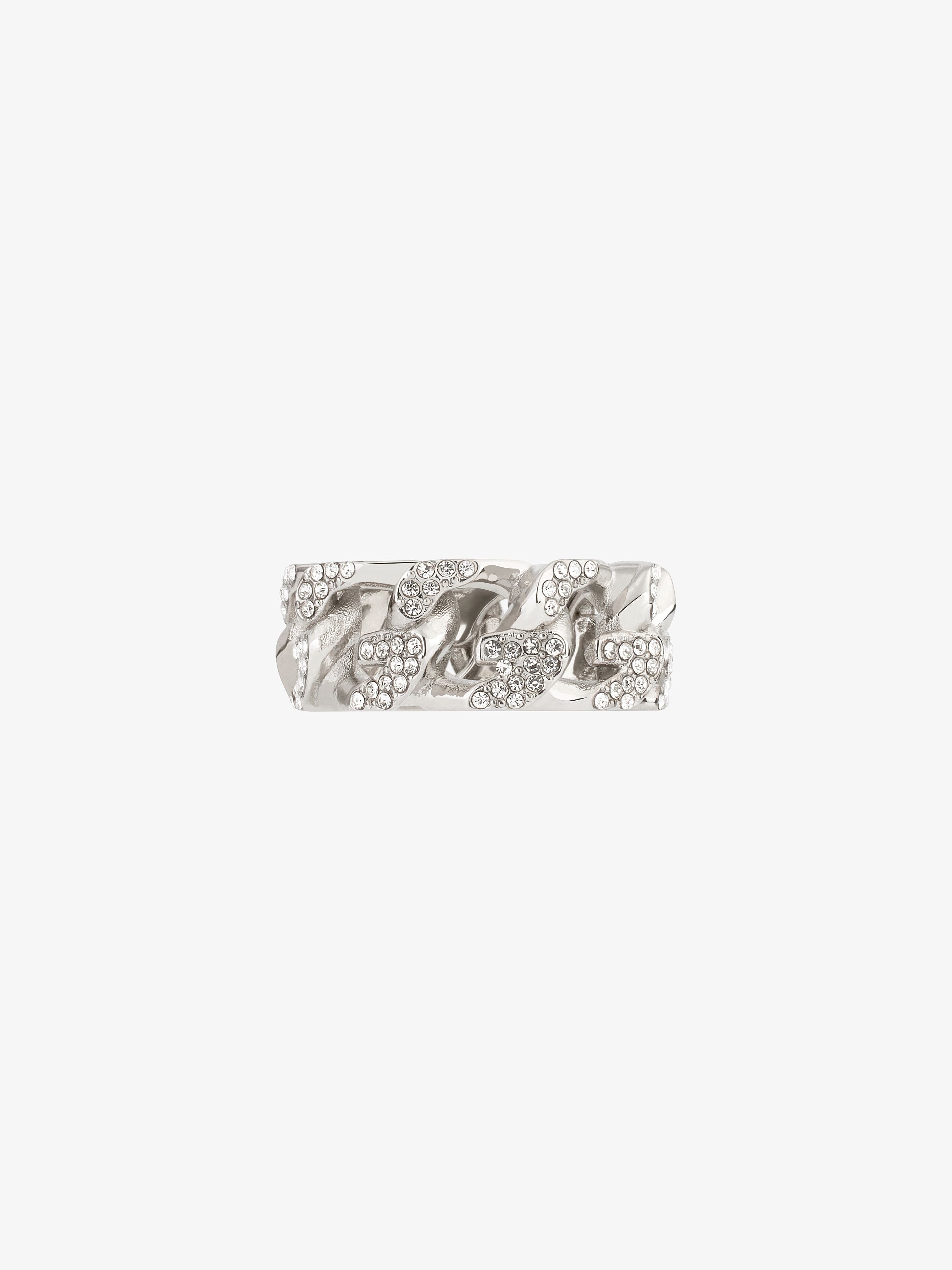 Shop Givenchy G Chain Ring In Metal With Crystals In Silvery