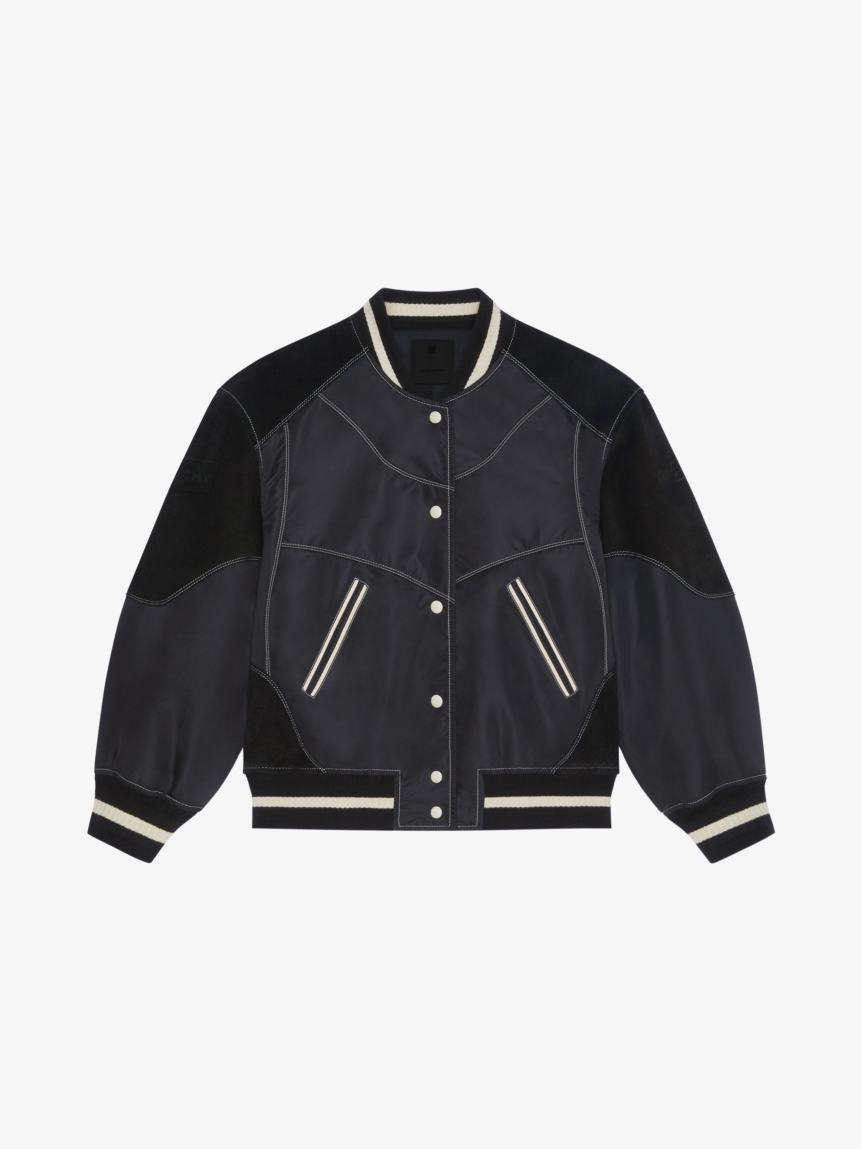 Shop Givenchy Oversized Varsity Jacket With Leather Details In Black