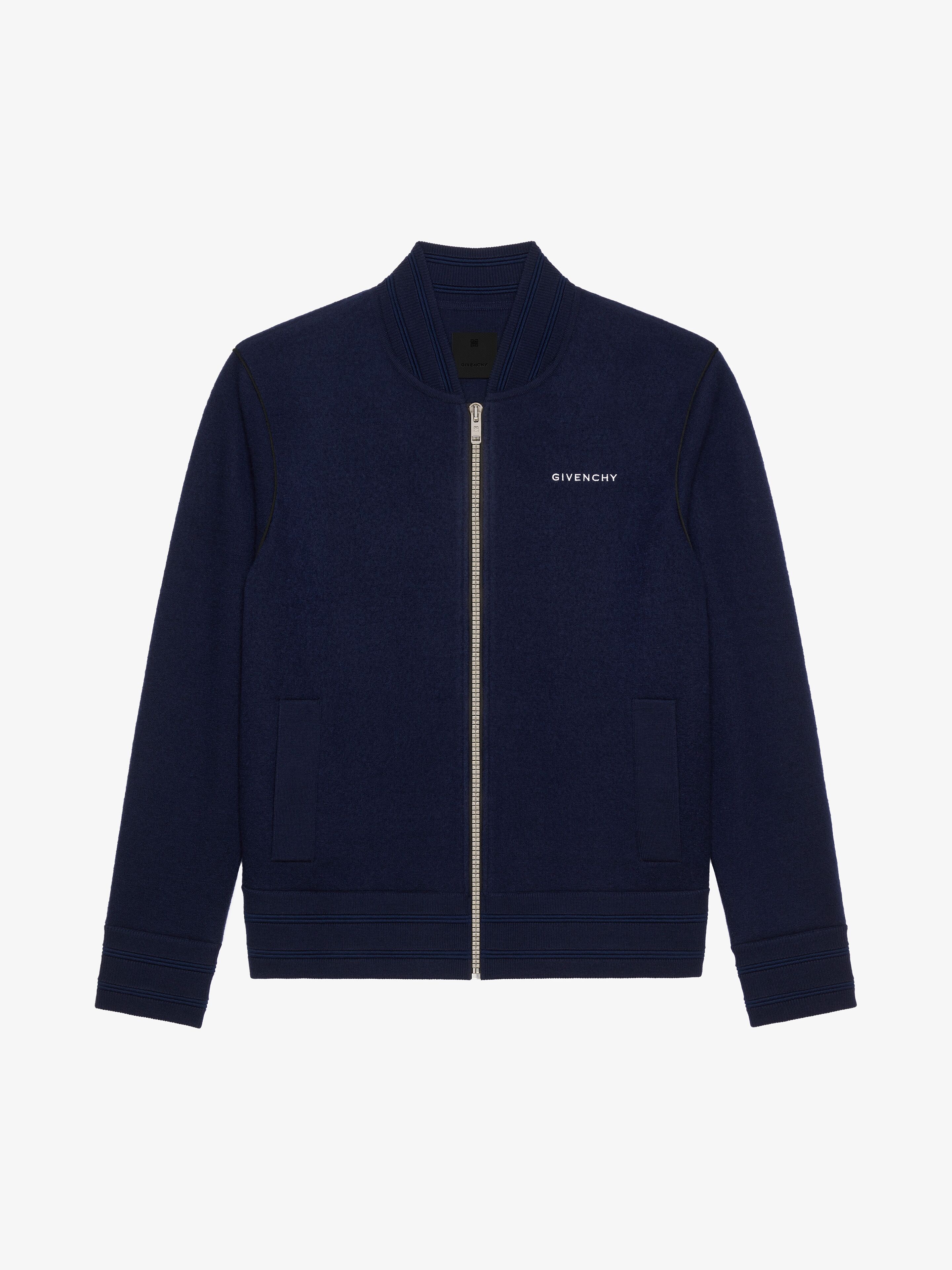 Shop Givenchy Bomber Jacket In Wool In Blue