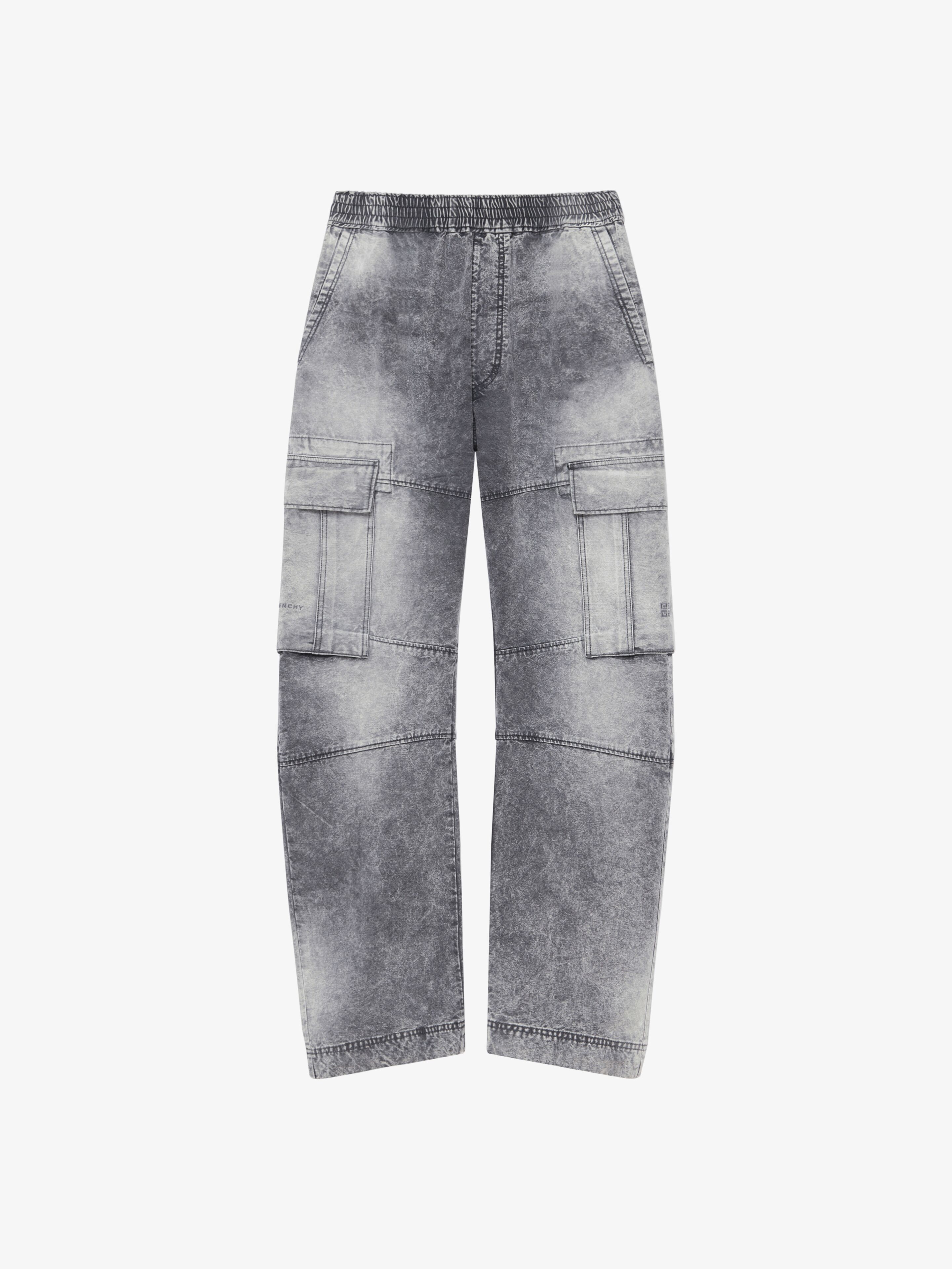 Shop Givenchy Cargo Pants In Denim In Grey/white