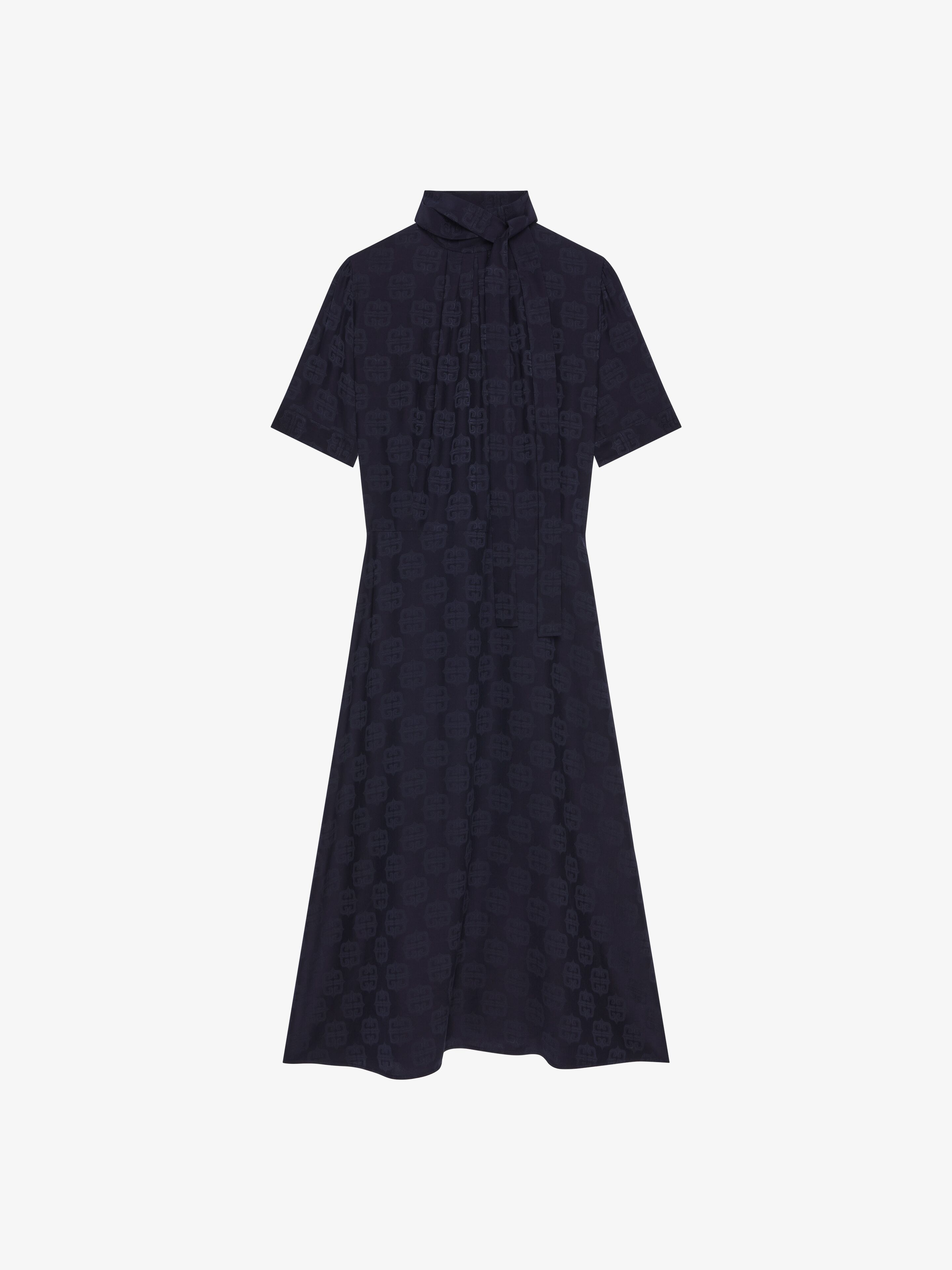 Shop Givenchy Dress In 4g Liquid Jacquard With Lavallière In Blue