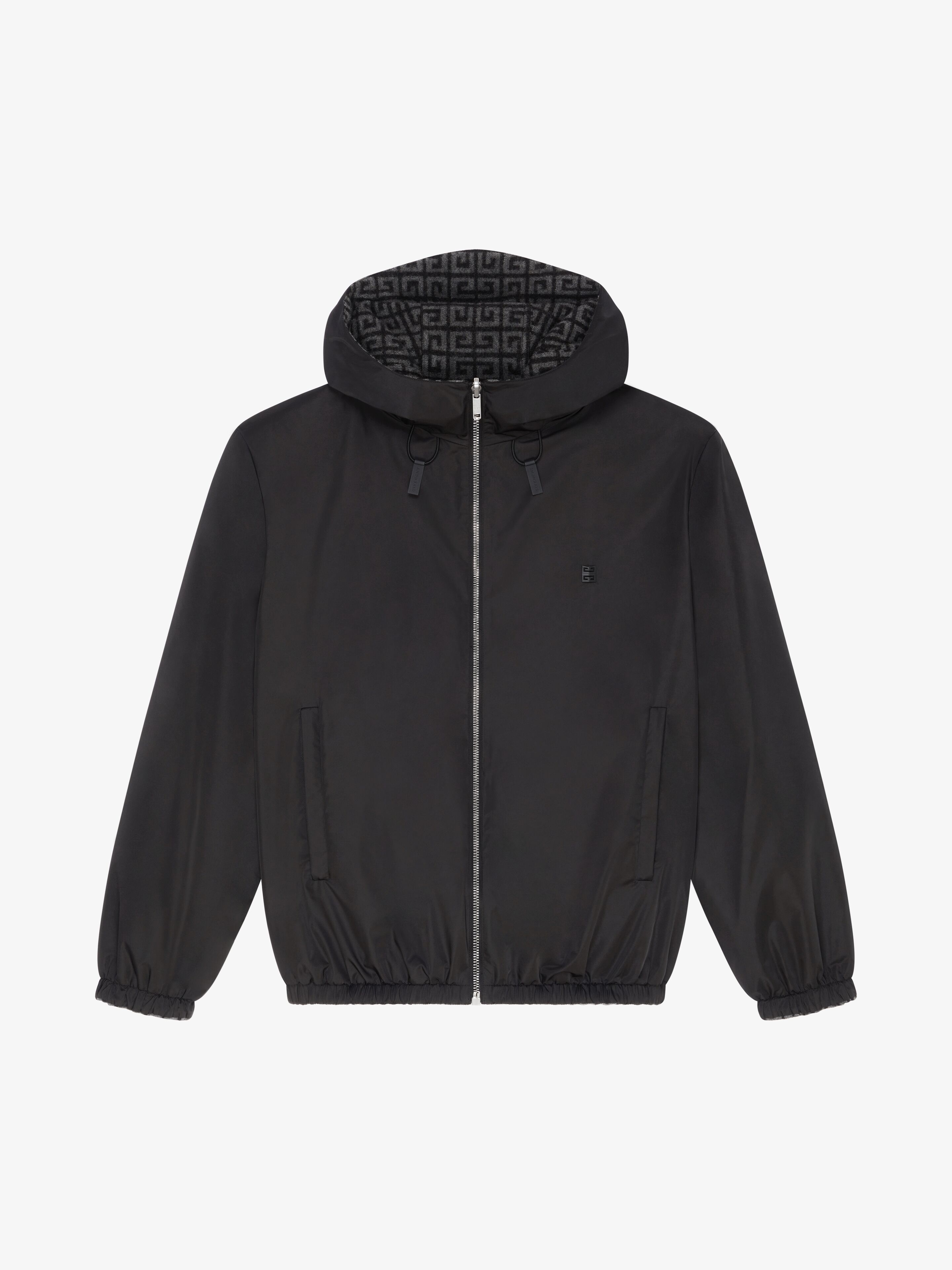 Shop Givenchy 4g Reversible Hooded Jacket In Wool In Black/grey