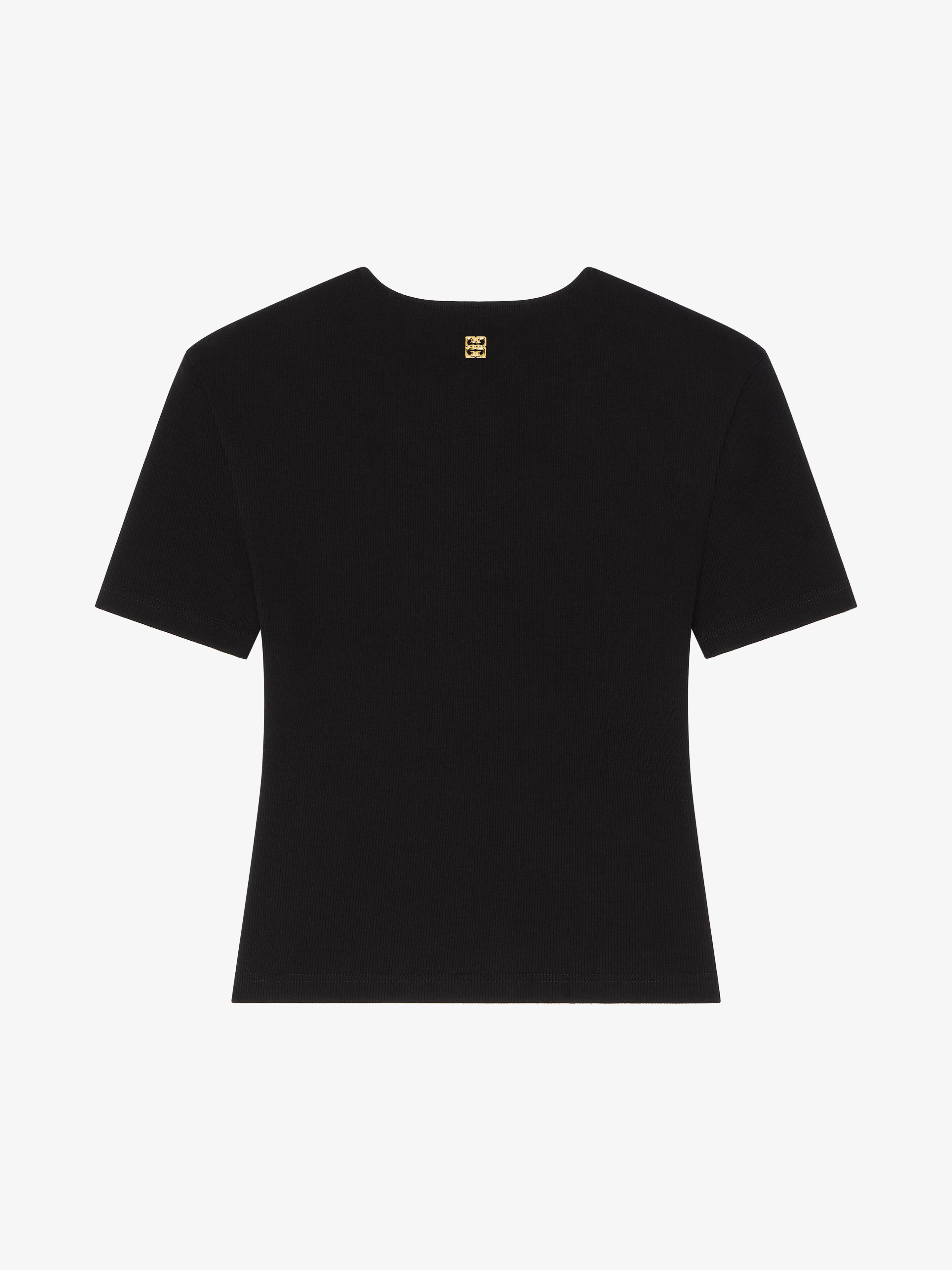 スリムフィット レース＆4GディテールTシャツ - ブラック