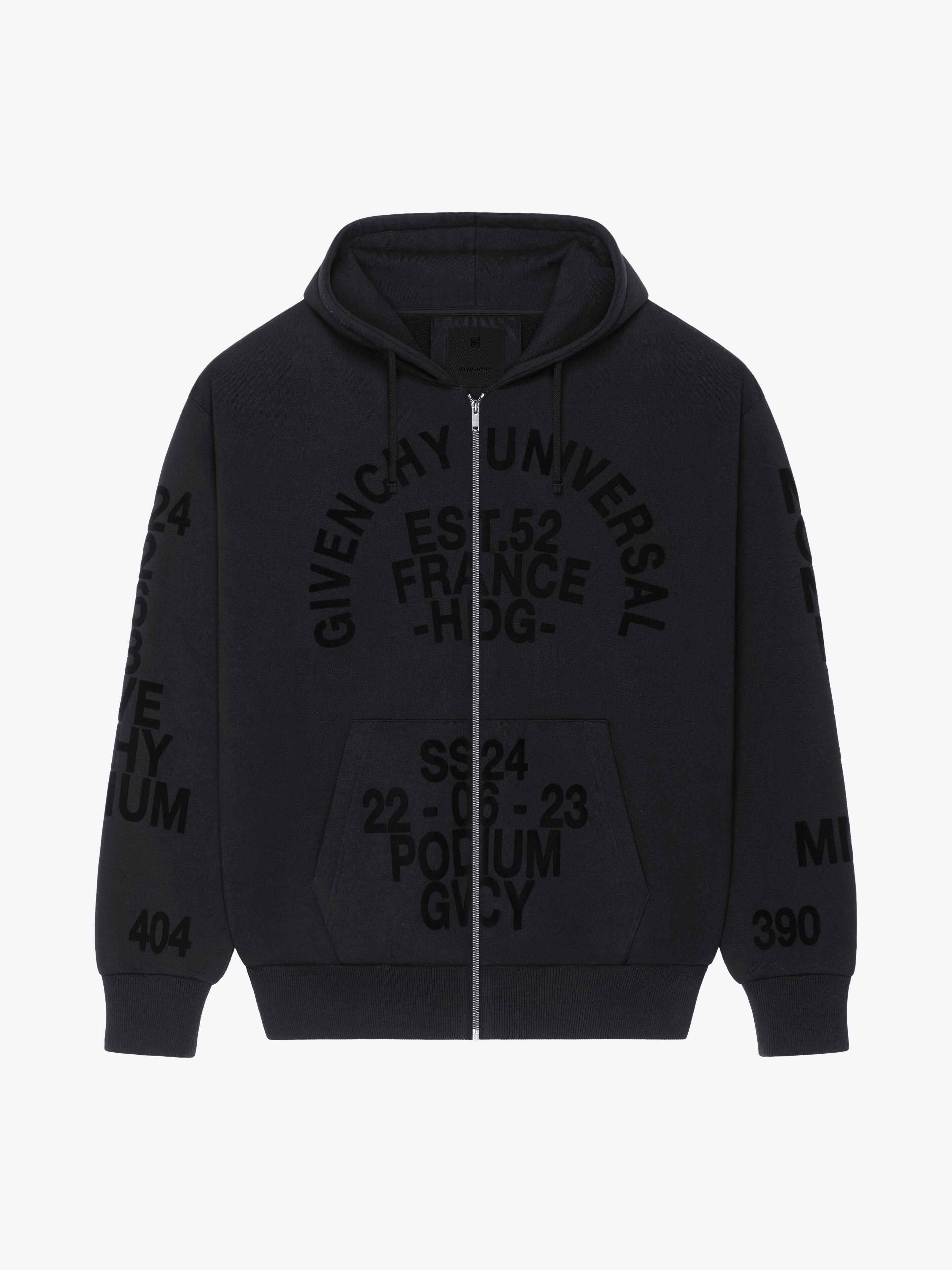 Shop Givenchy Zipped Hoodie In Fleece In Black
