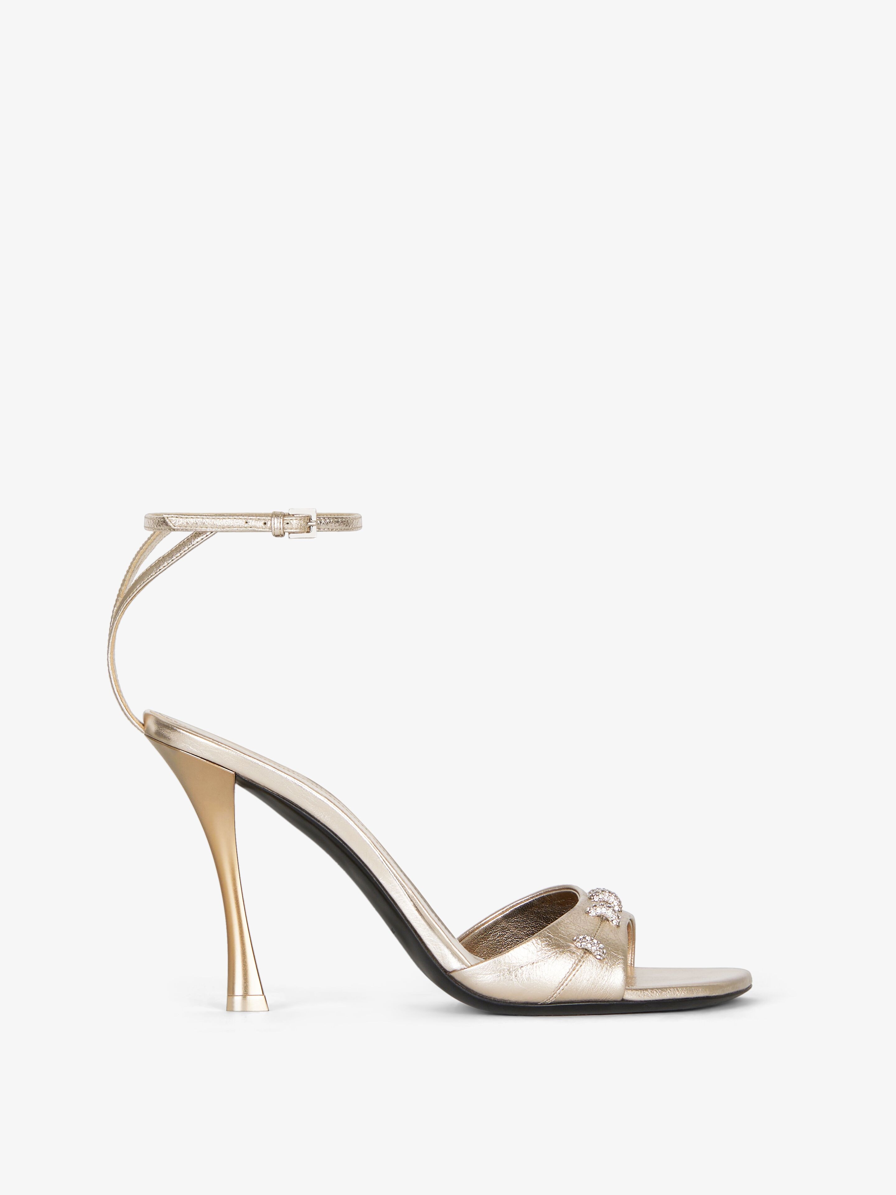 Shop Givenchy Stitch Sandals In Laminated Leather With Crystals In Dusty Gold