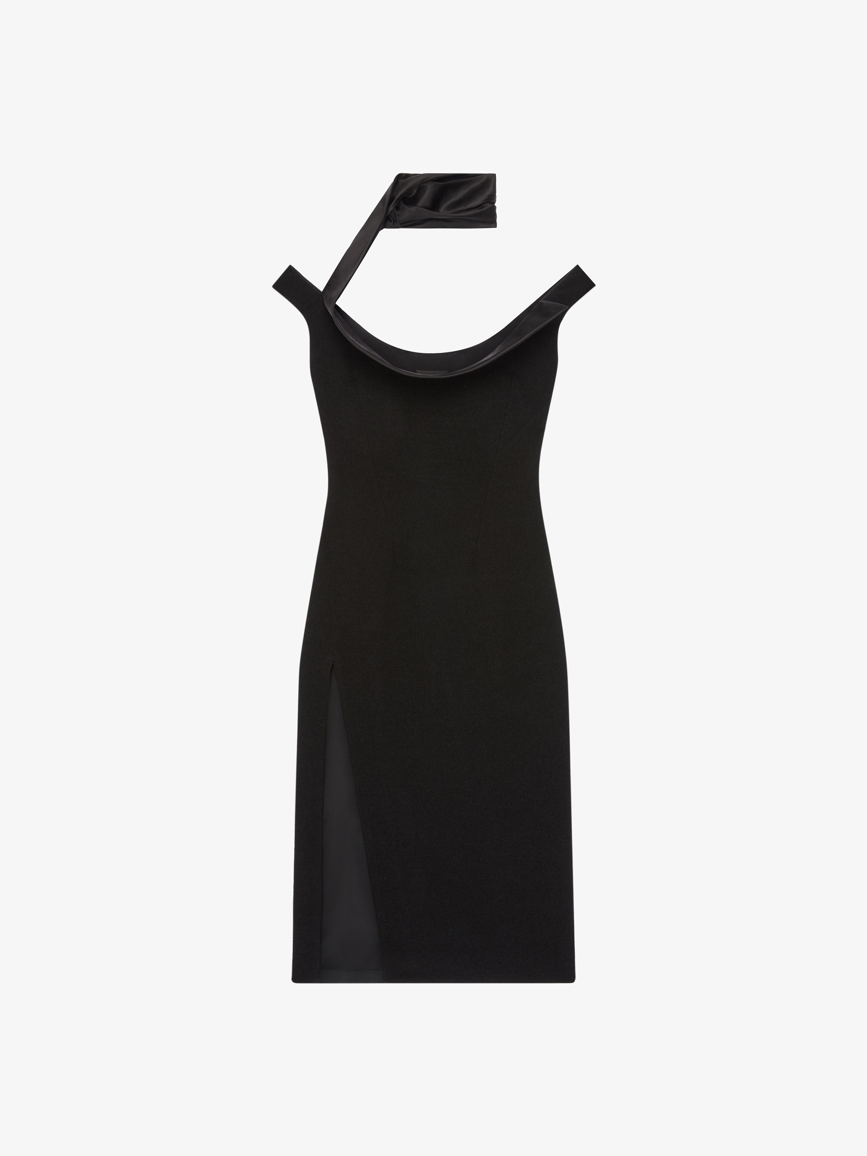 Shop Givenchy Dress In Wool With Swallow Collar In Black