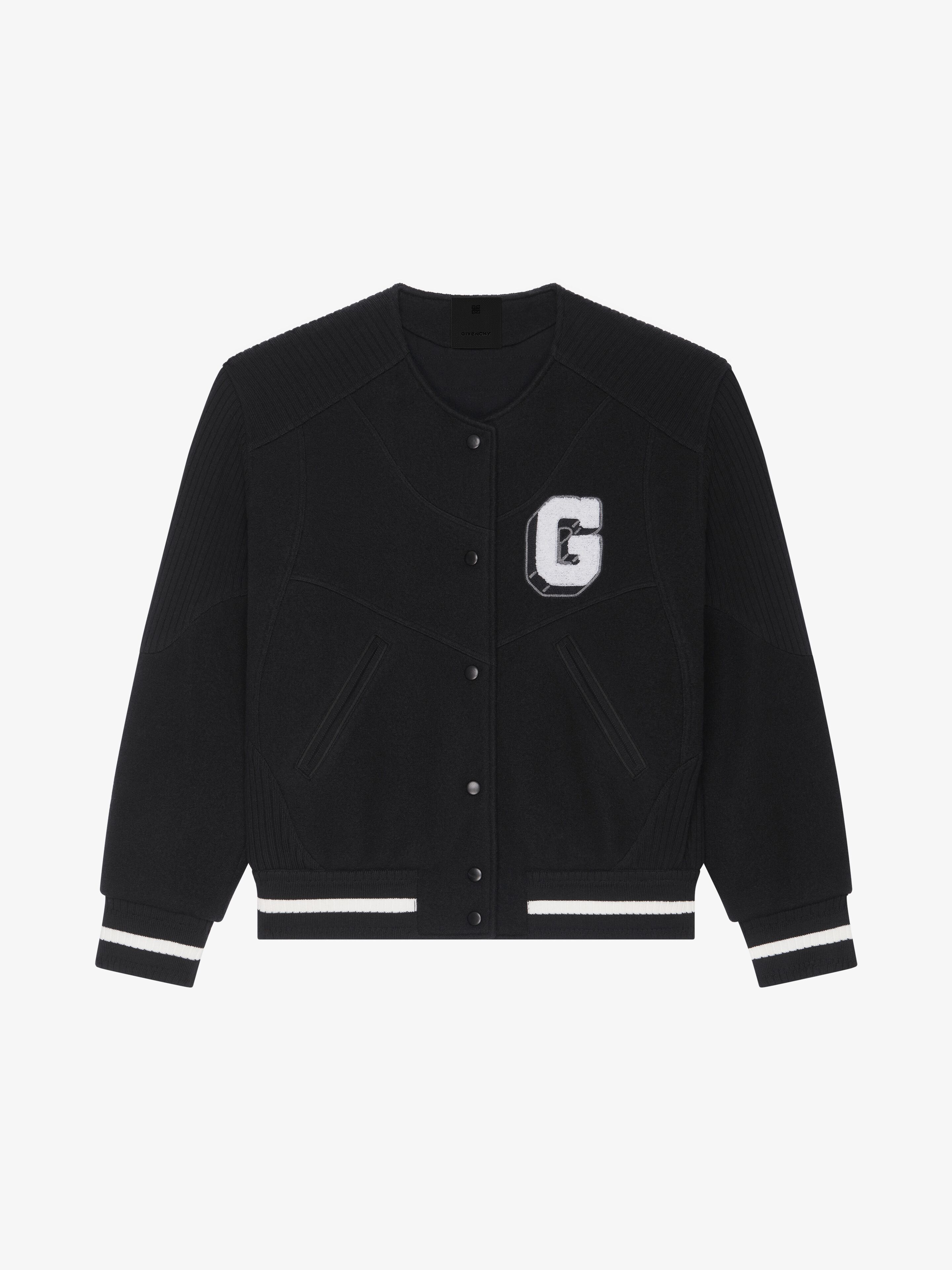 Shop Givenchy College Varsity Jacket In Wool In Black