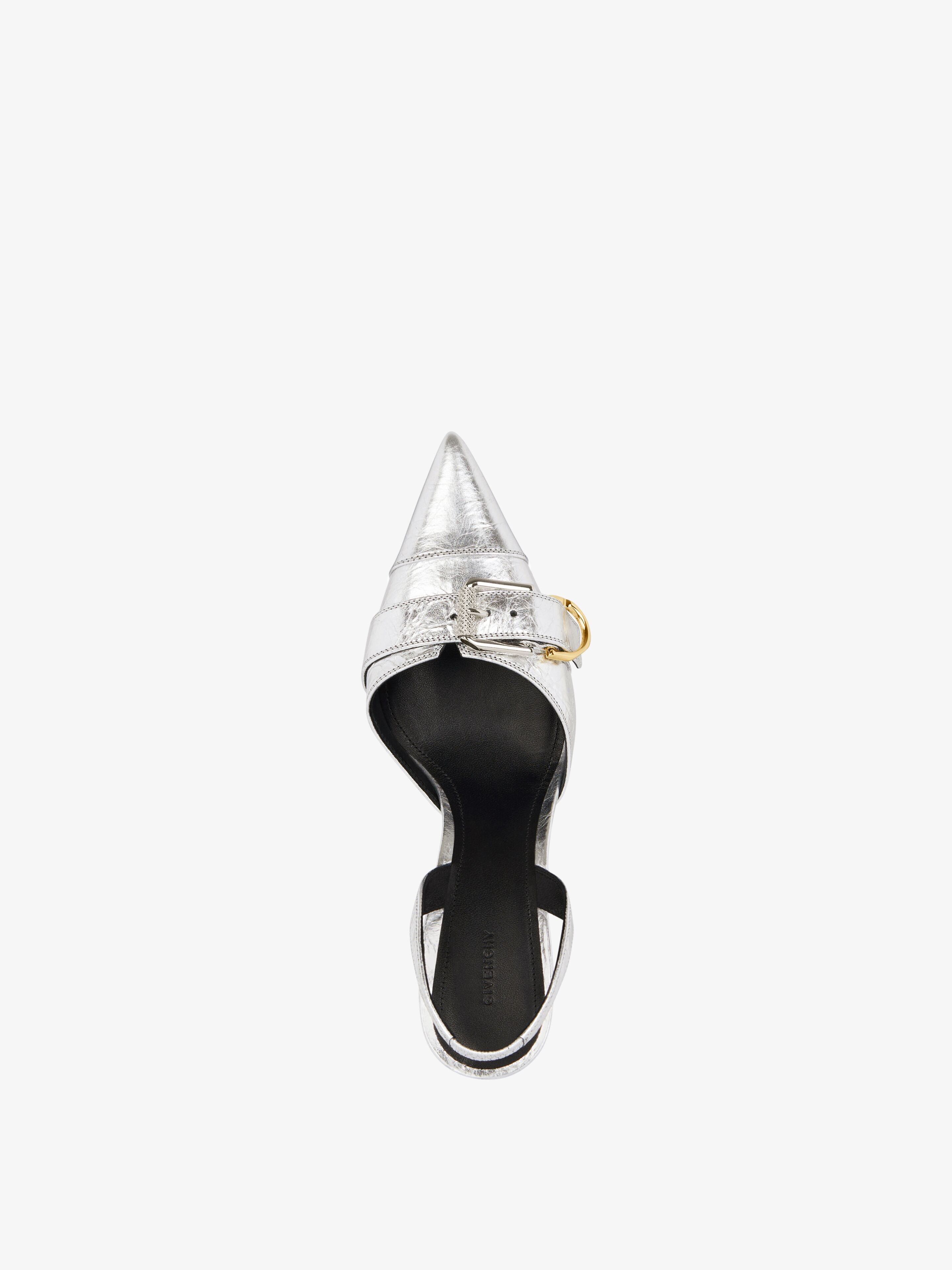 Voyou slingbacks in laminated leather - silvery