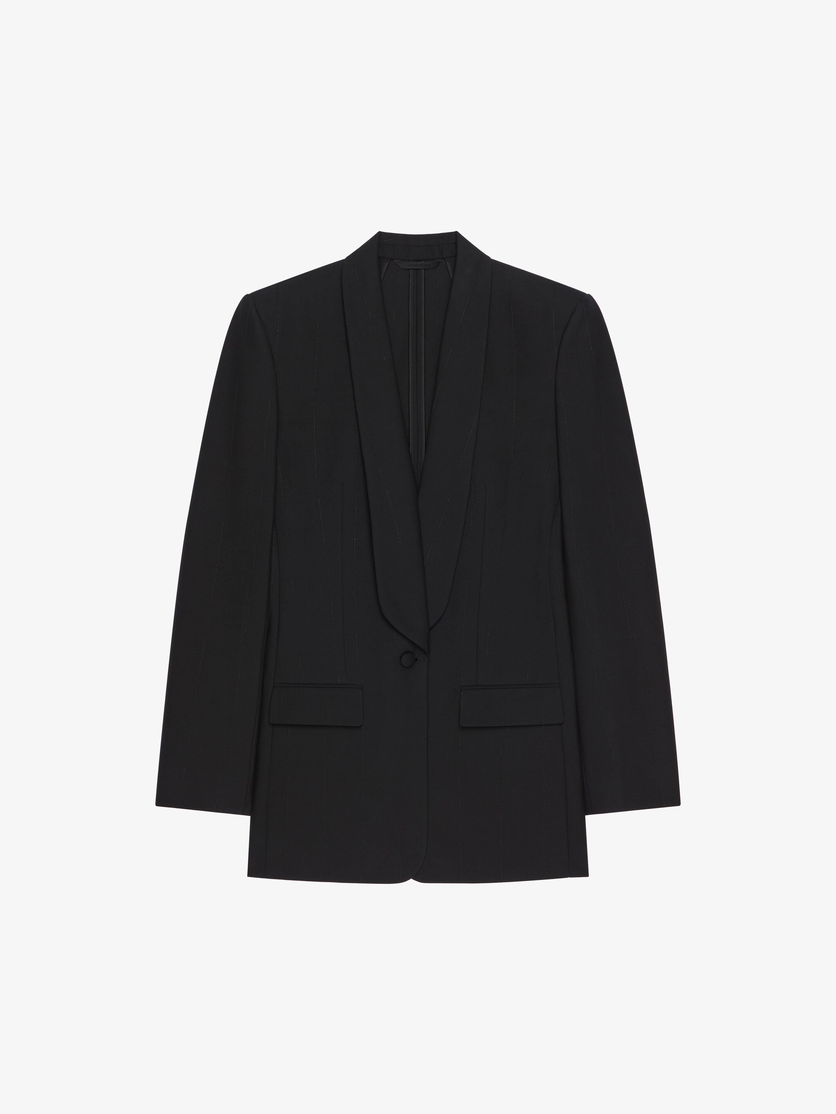 Shop Givenchy Jacket In Wool With Lurex Stripes In Black