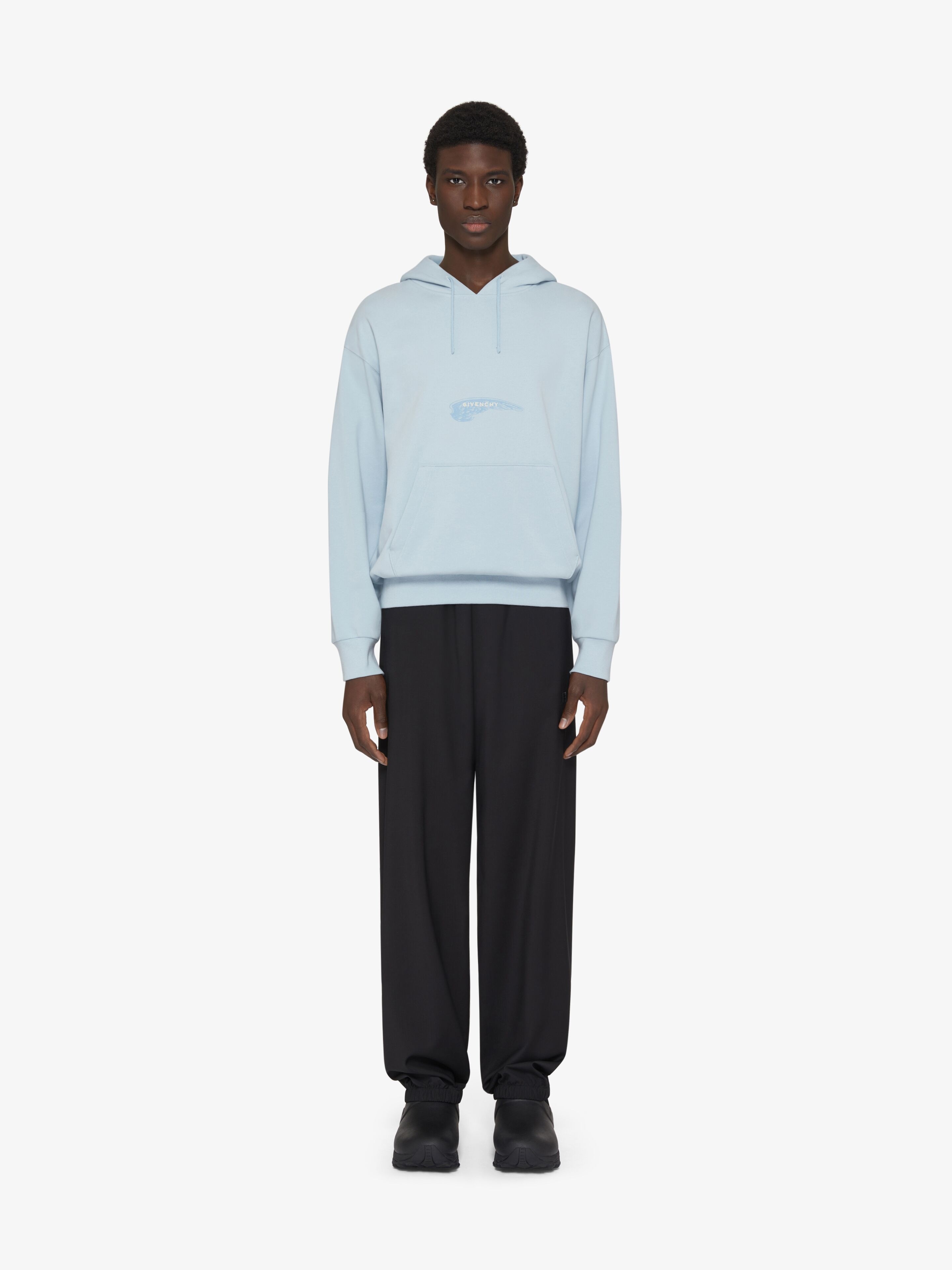 Boxy fit hoodie in fleece GIVENCHY Wings in - sky blue | Givenchy US