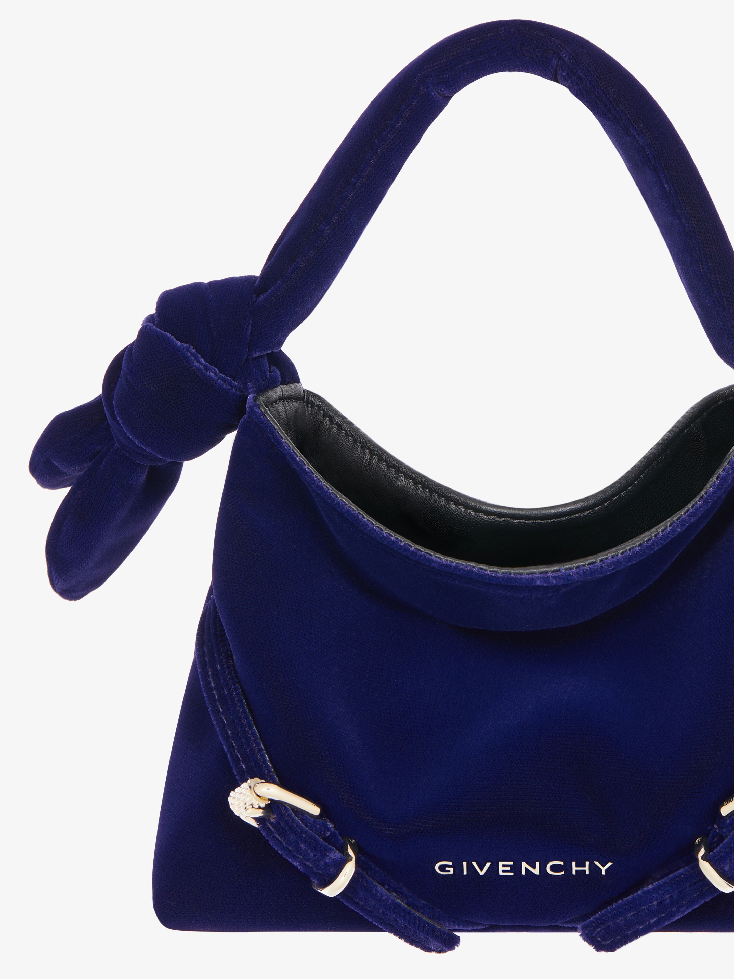 Nano Voyou bag in velvet with bow detail in - dark navy Nano Voyou bag in velvet with bow detail in - dark navy