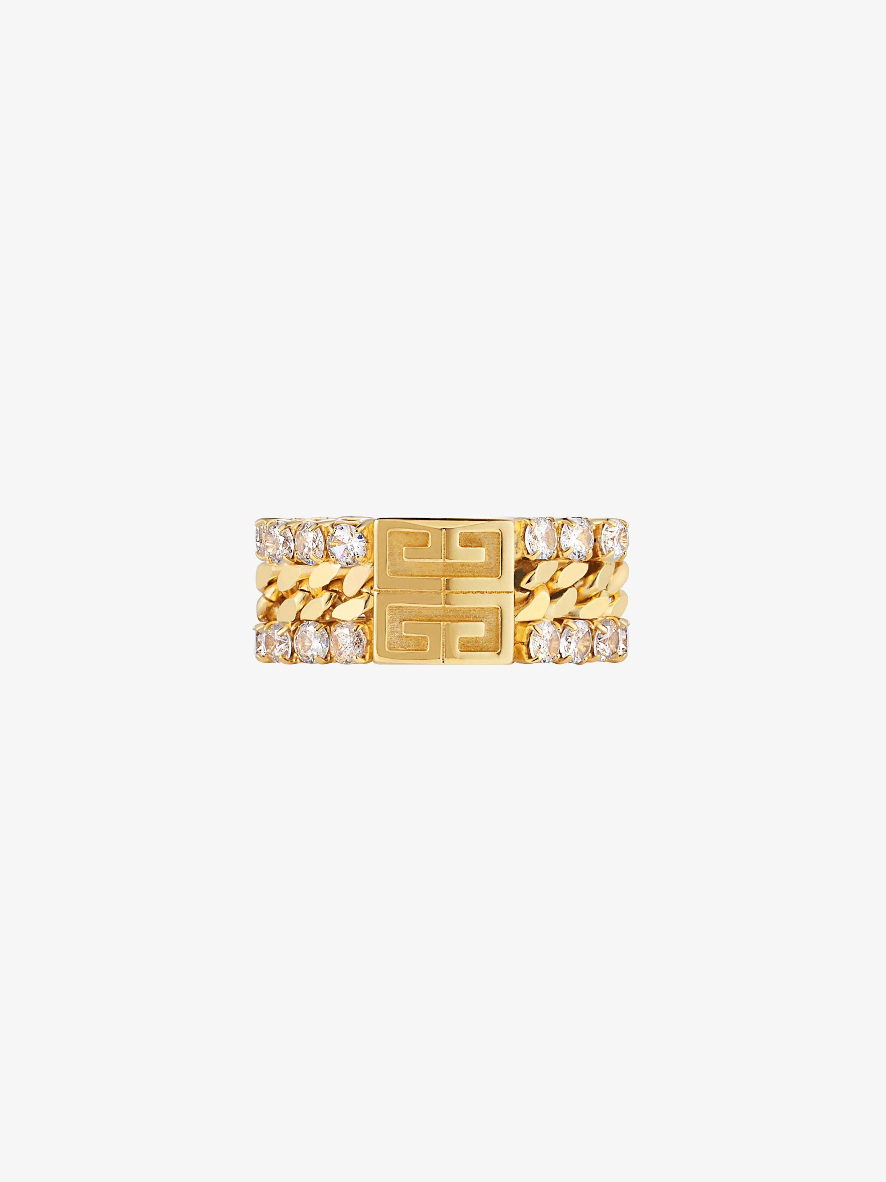 Shop Givenchy 4g Crystal Ring In Metal With Crystals In Gold