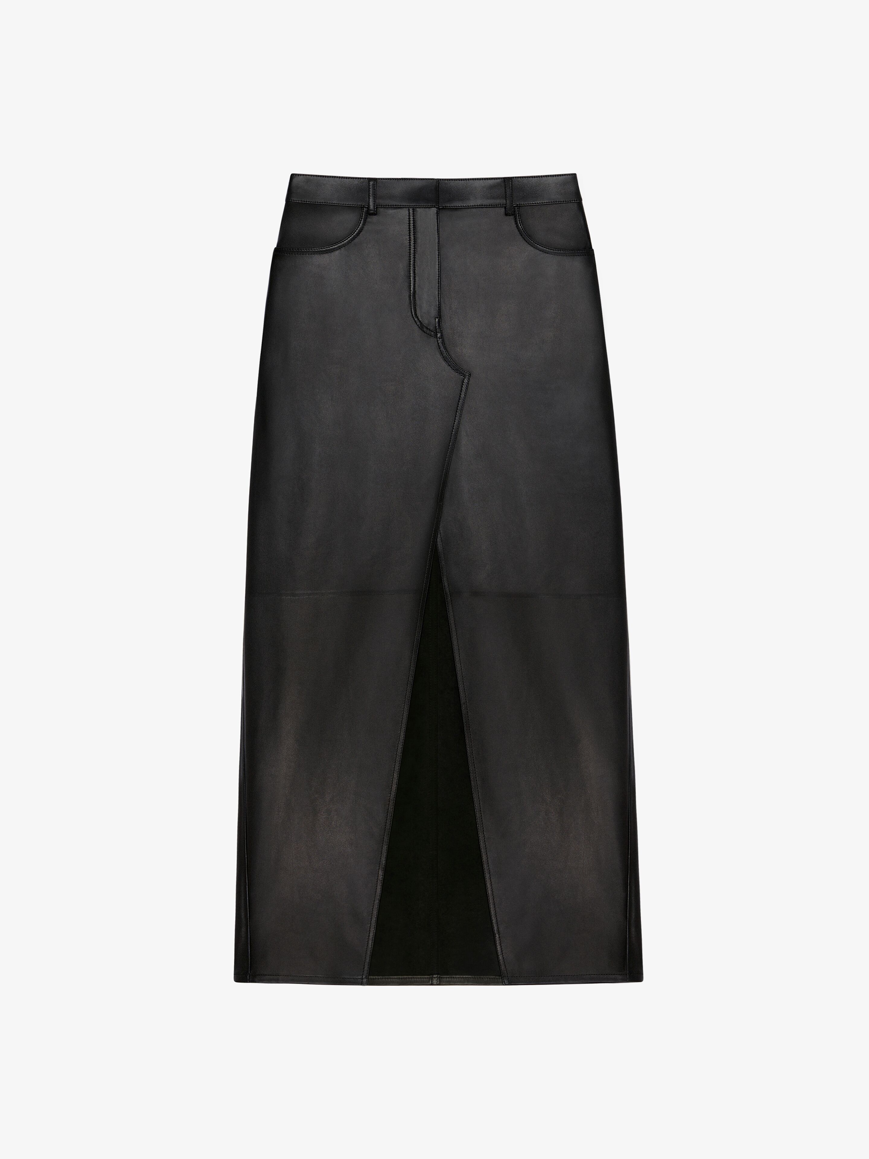 Givenchy Women's Skirt In Leather With Slit In Black