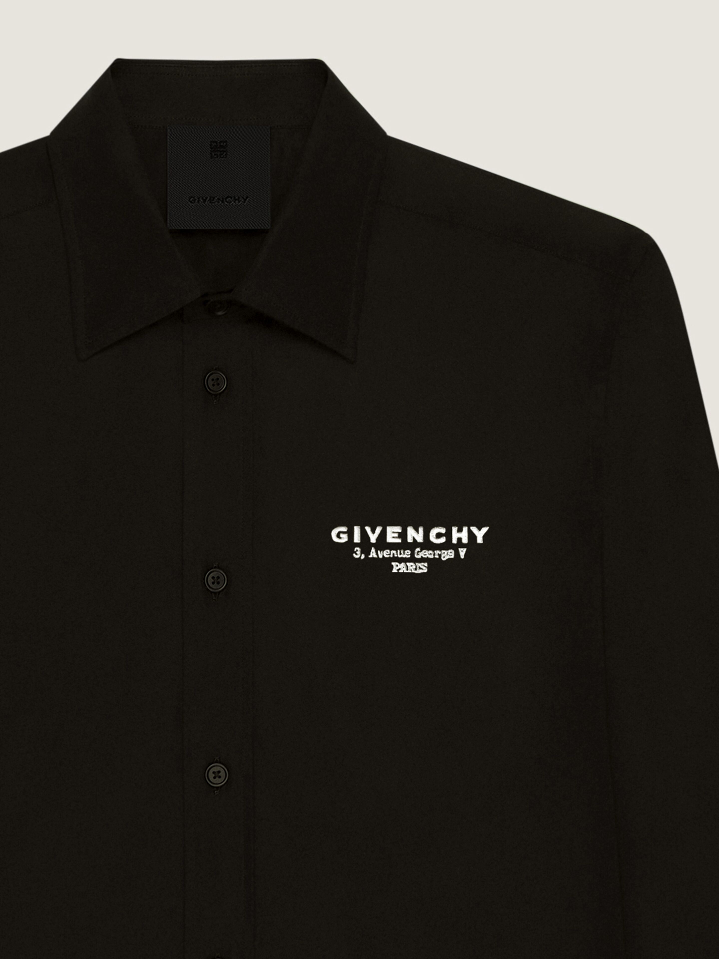 Shirt in poplin with GIVENCHY Stamp print in - black
